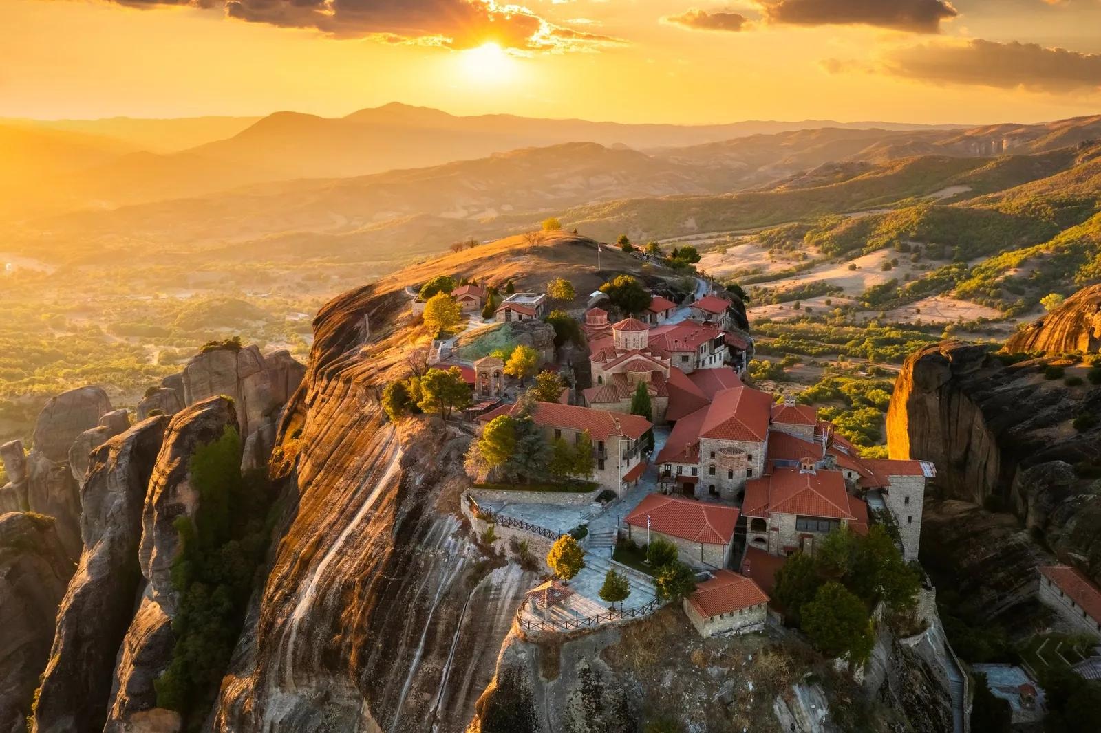 Meteora Monastery Sunset, Kalabaka, Greece