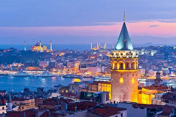 Galata Tower and Istanbul Skyline, Istanbul, Turkey