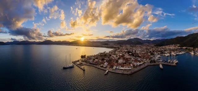 Sunset Over Harbor and Castle, Marmaris, Turkey