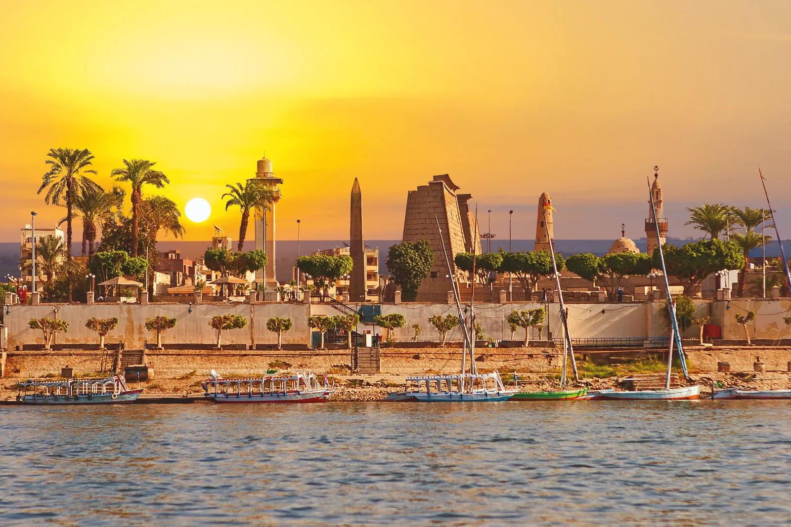 Luxor Temple Nile River Sunset, Luxor, Egypt