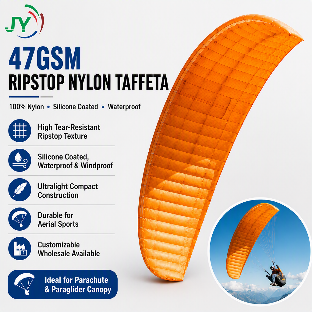 30D silicone-coated nylon ripstop fabric roll for parachute and tent