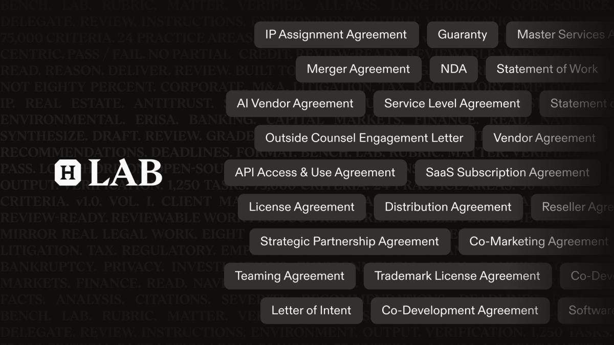 Legal Agent Benchmark: In-House Contracting | Harvey