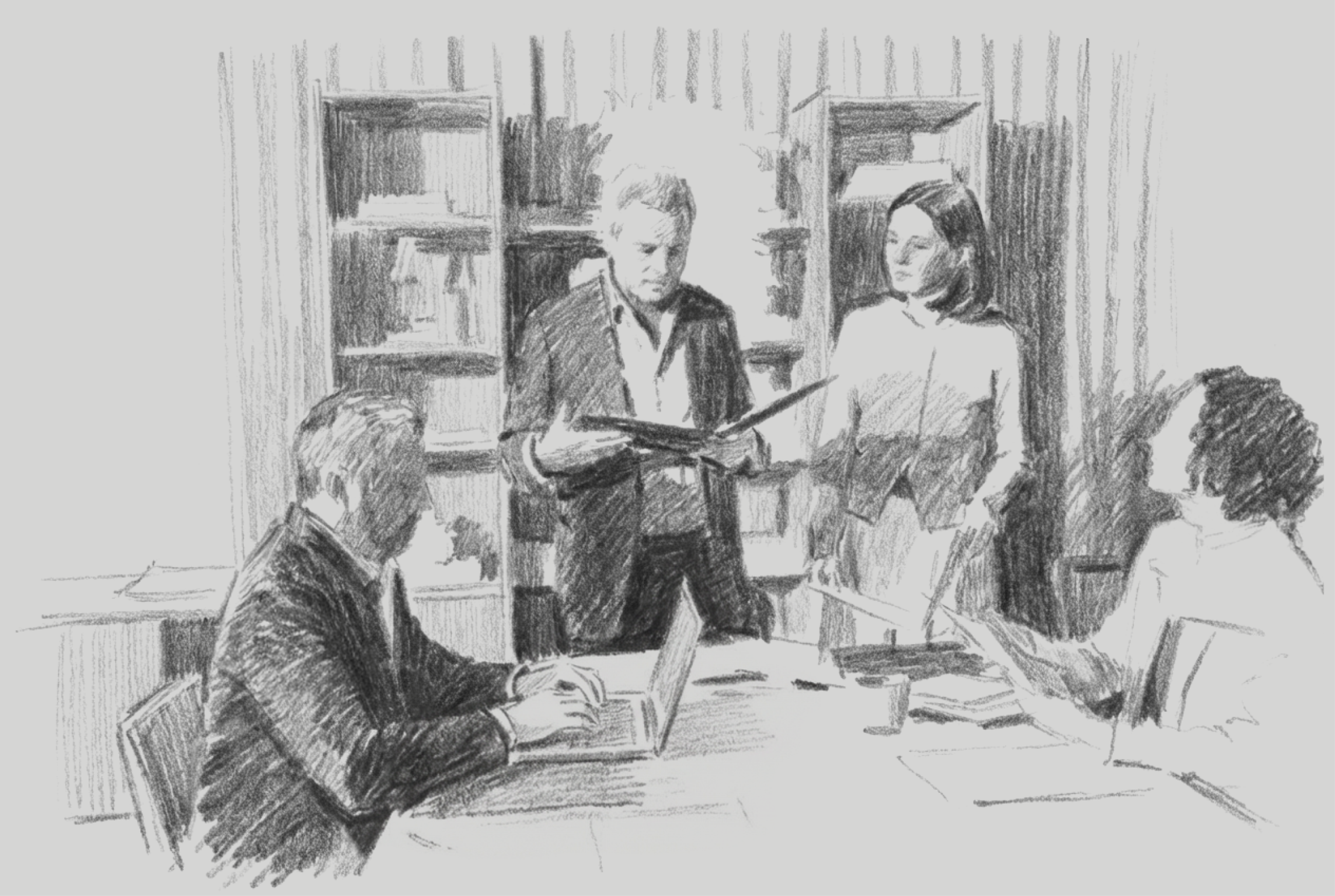 Illustration of lawyers in an office