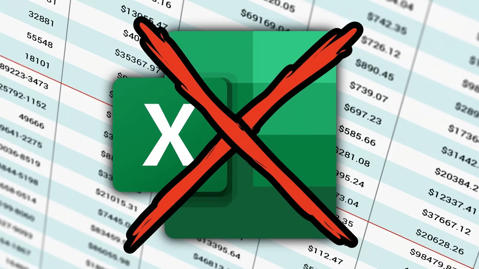 Excel spreadsheet crossed out with a red X.