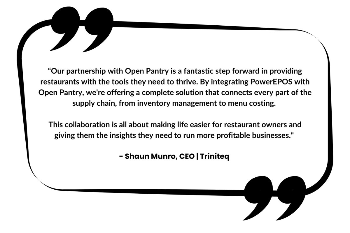 Shaun Munro's message expressing the vision of the partnership of Triniteq and Open Pantry.
