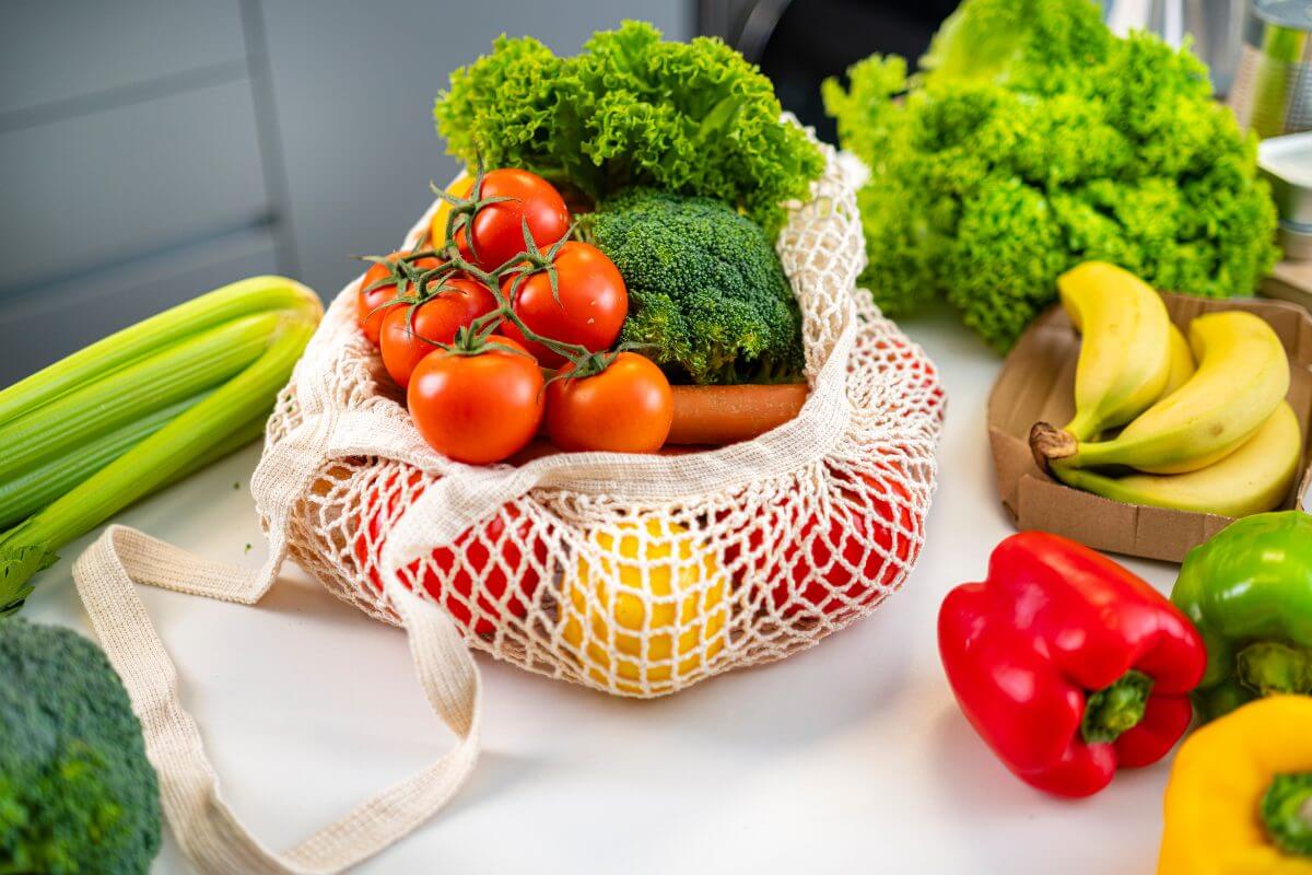 Variety of fresh produce laid out on a table.