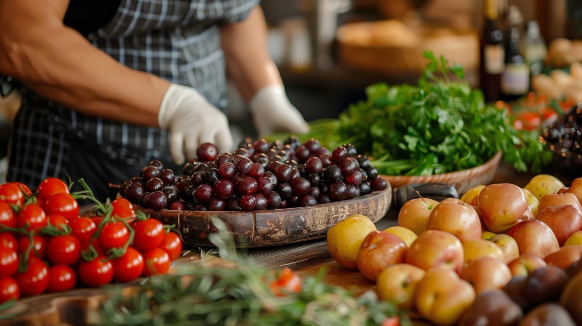 A fresh organic produce at a local farmer's market.