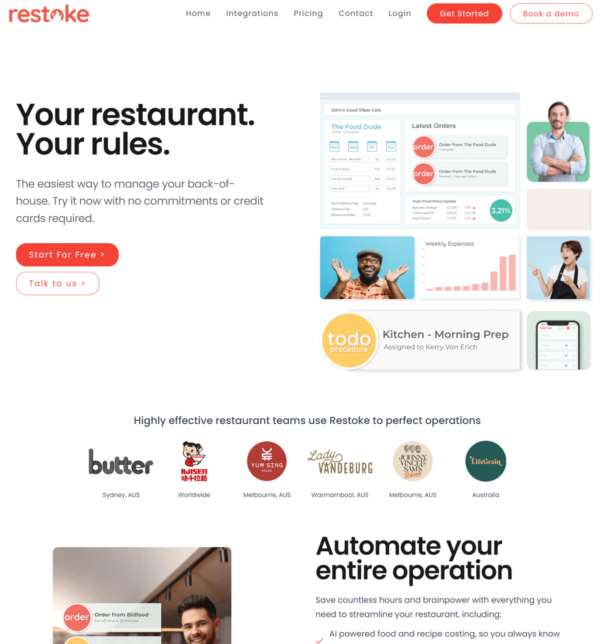 Screenshot of Restoke's homepage.