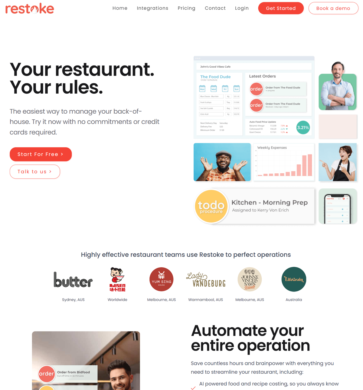 Screenshot of Restoke's homepage.