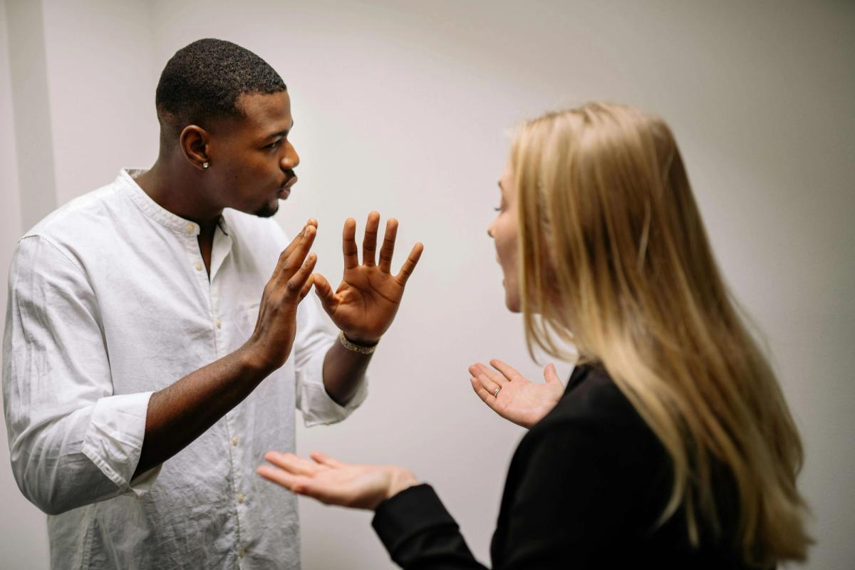 A man and a woman arguing.