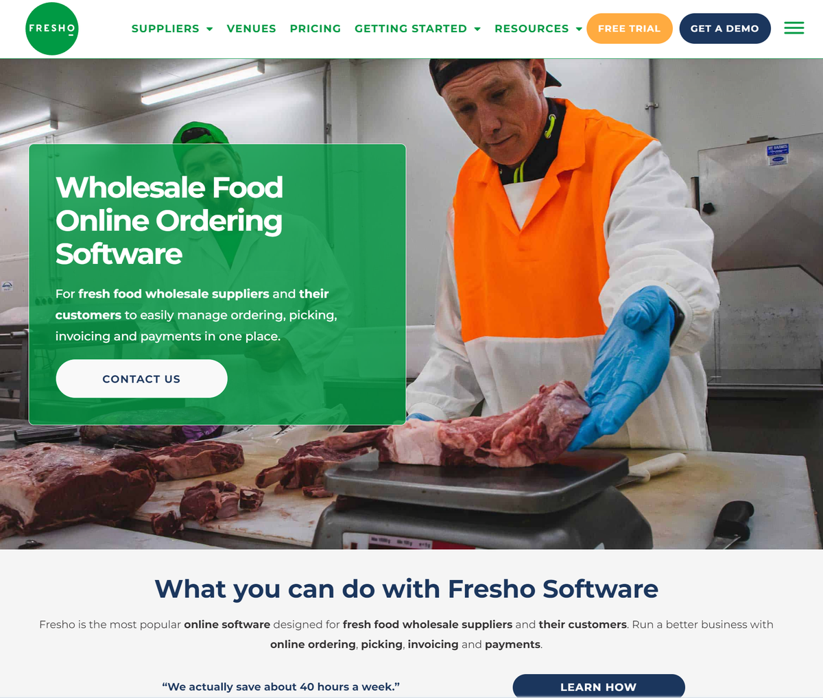 A screenshot of Fresho homepage.