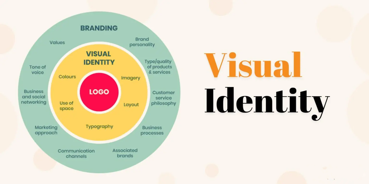 A brand's visual identity creation process, including logo, colors, and design elements.