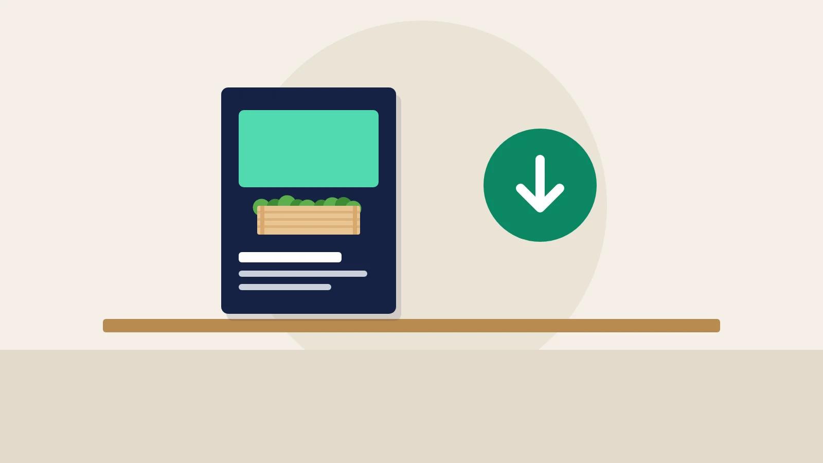 Illustration of a printed growth playbook for wholesale suppliers with a download icon.