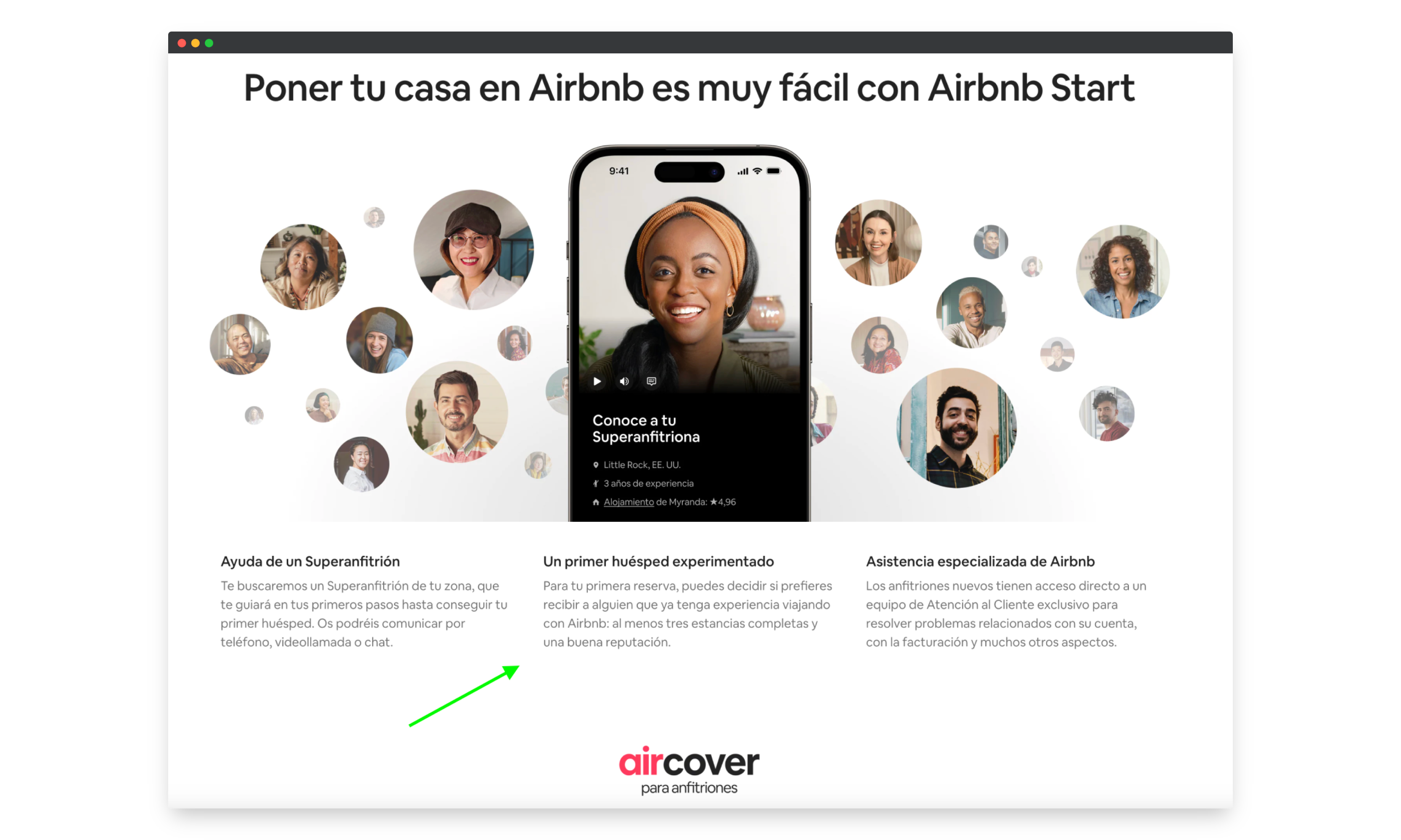 Image information section landing page Airbnb hosts