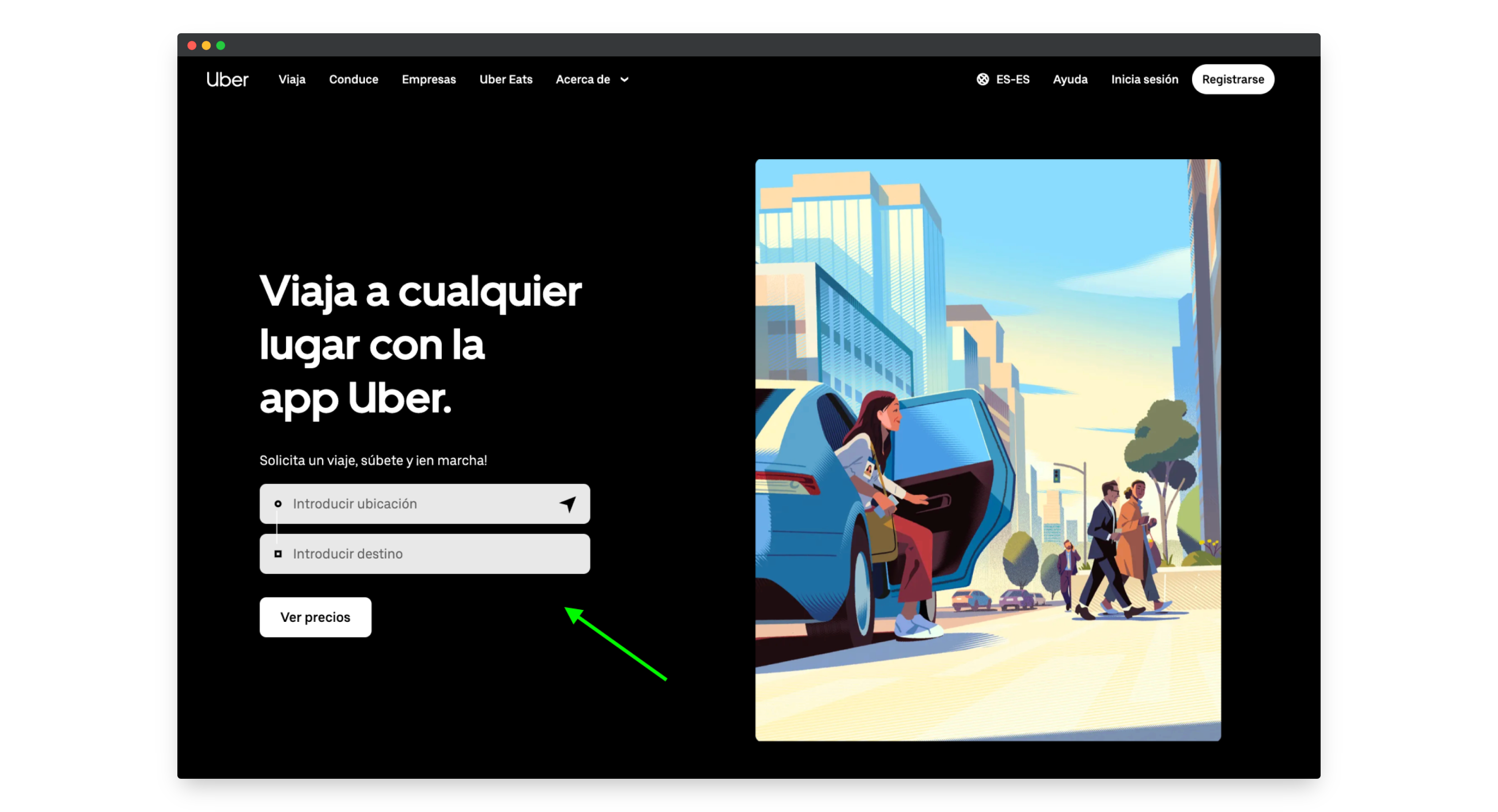 Uber hero landing page image