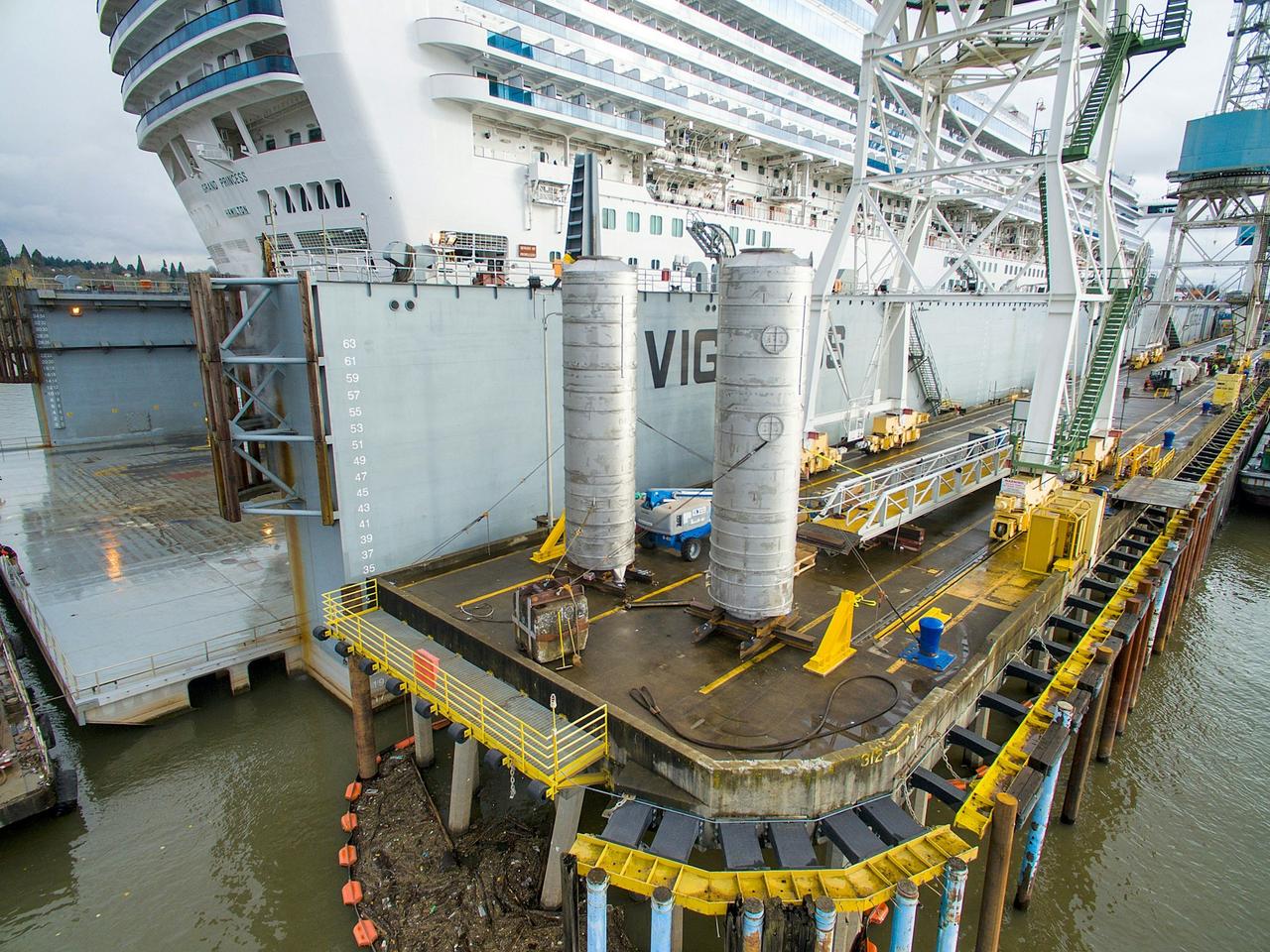 Grand Princess being worked on