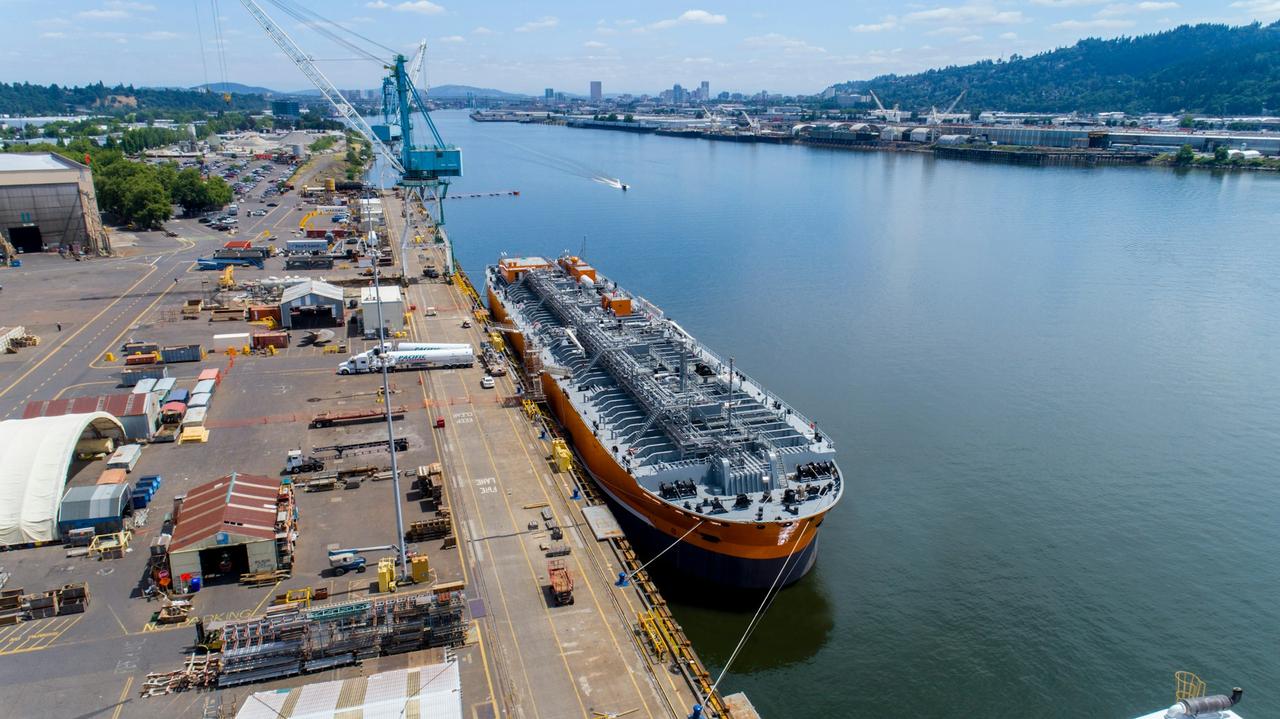 Refrigerated Liquefied Ammonia Barge Docked