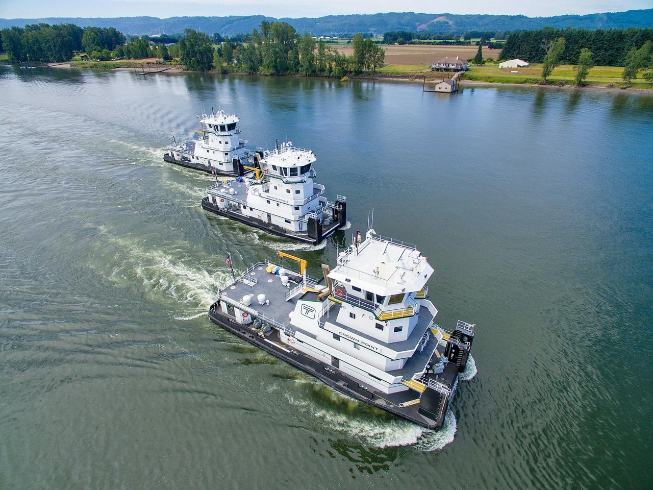 Point Class Tugboats Running Aerial shot