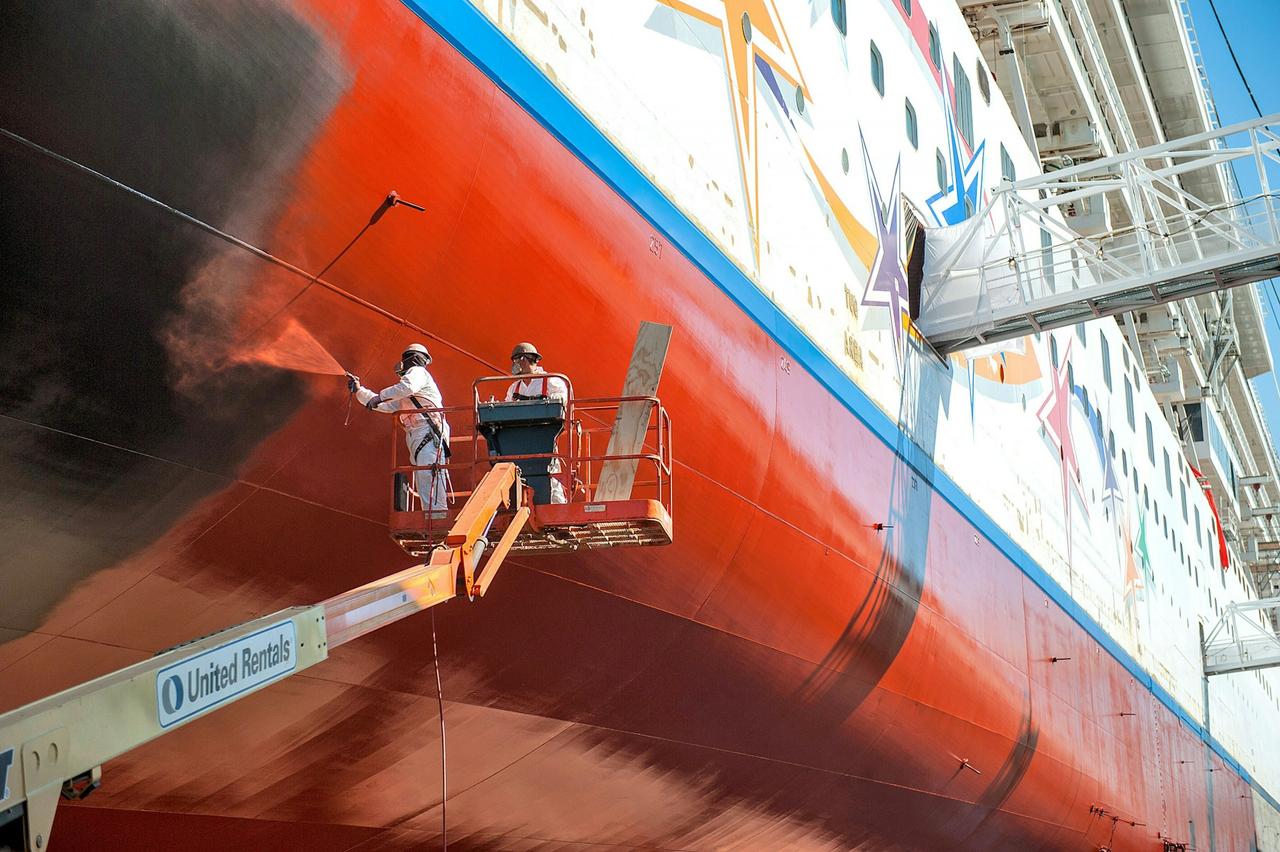 Norwegian Star being painted