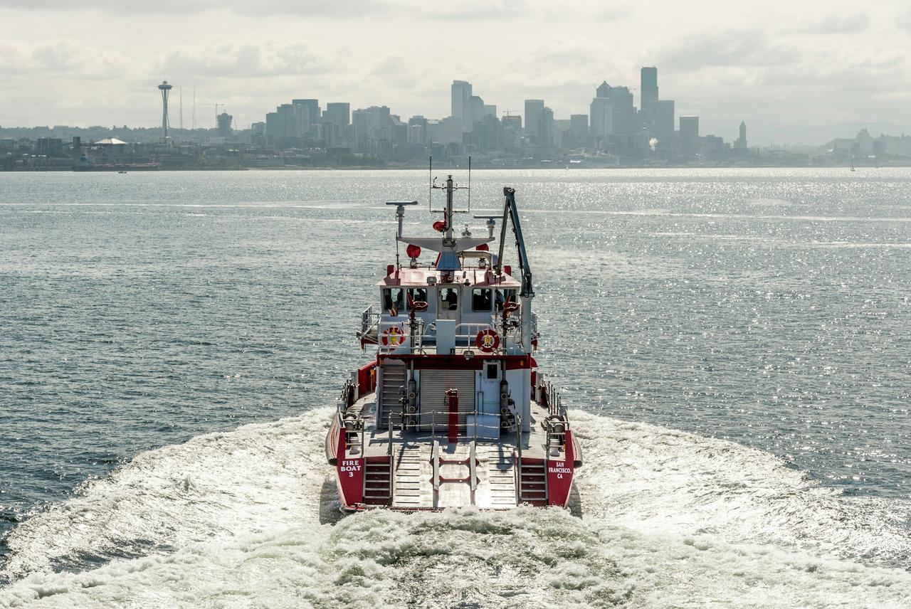San Francisco Fire Department Fireboat aerial view