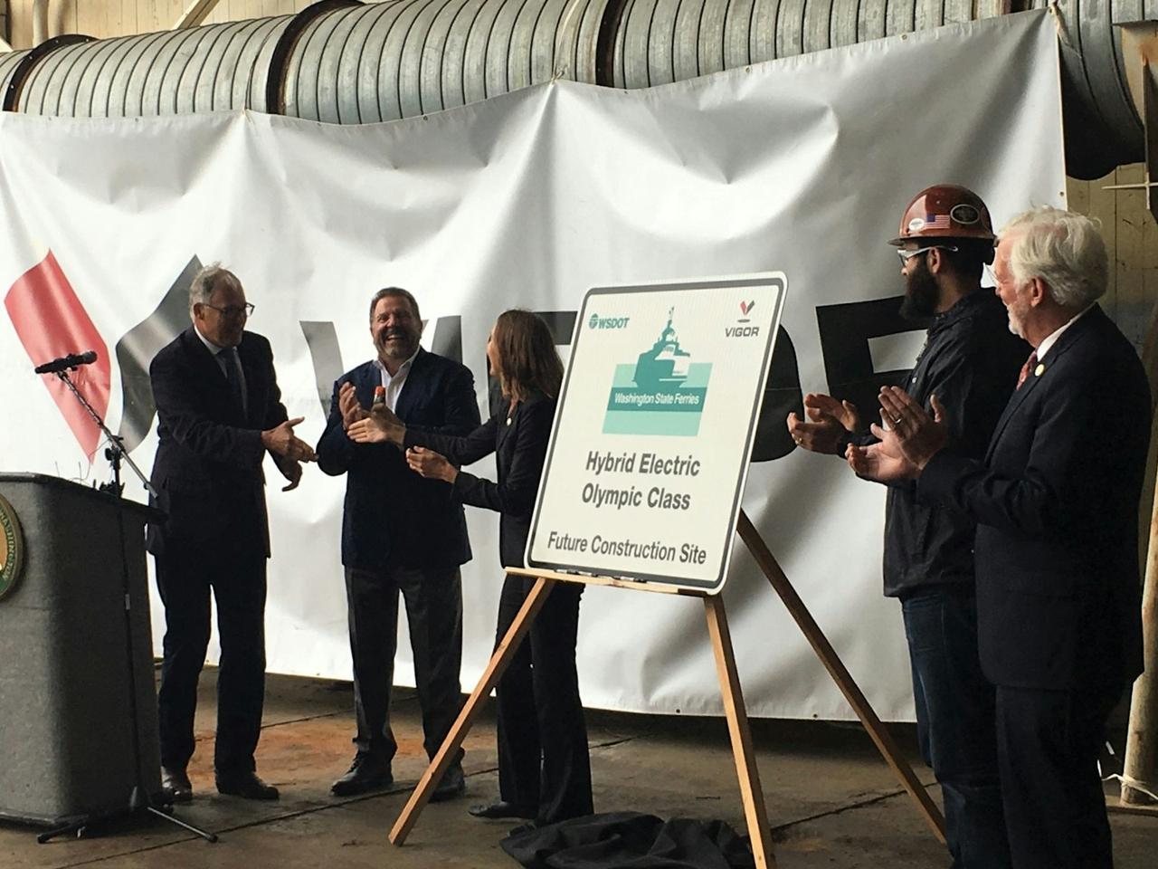 Governor Jay Inslee, Washington State Ferries (WSF) and Vigor mark launch of the State’s new Hybrid-Electric Ferry Build Program with ceremony.
