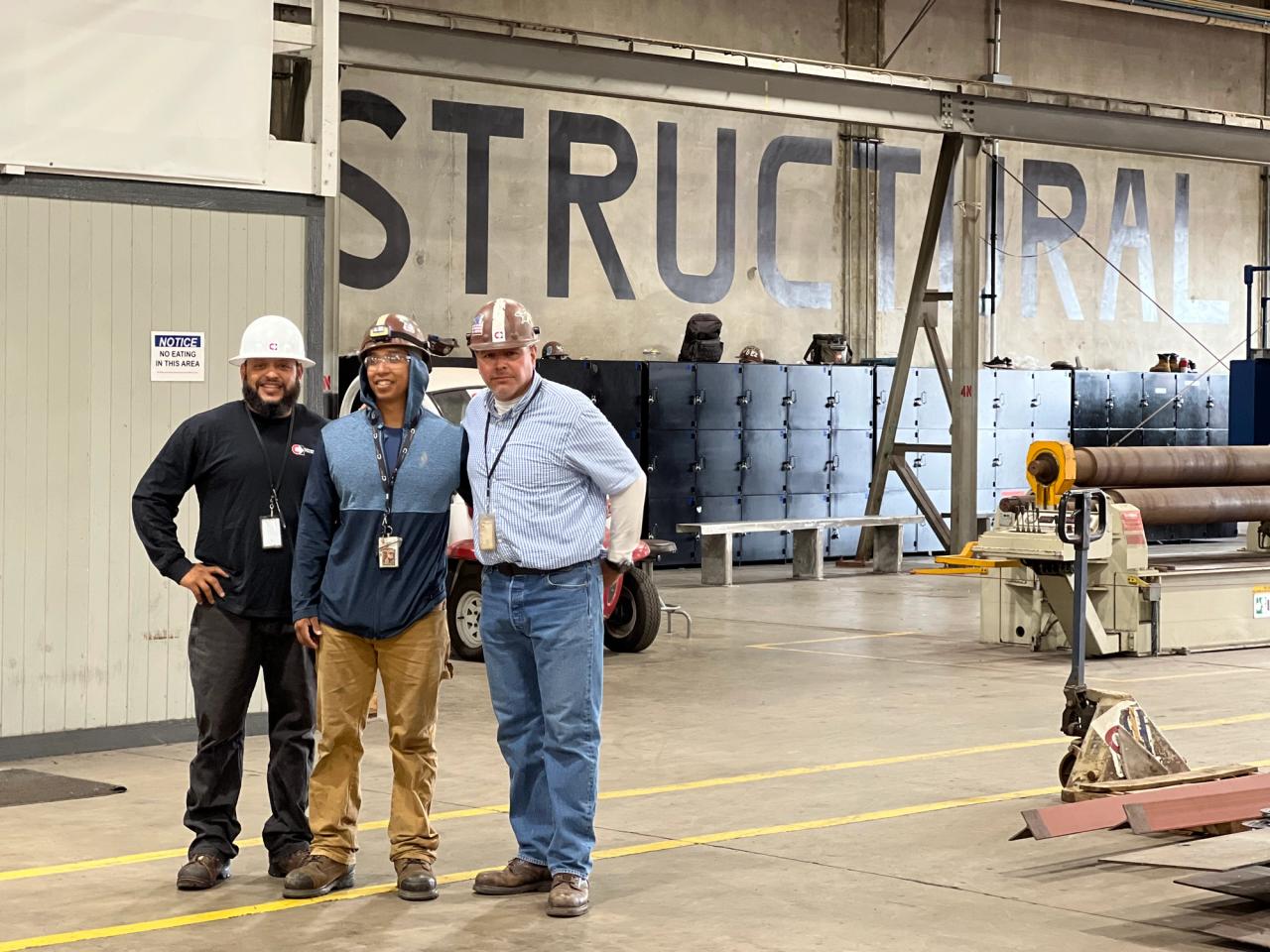Workers inside the facility