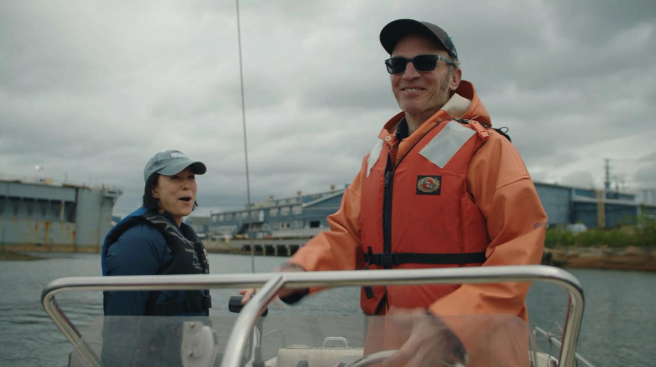 Workers on a boat
