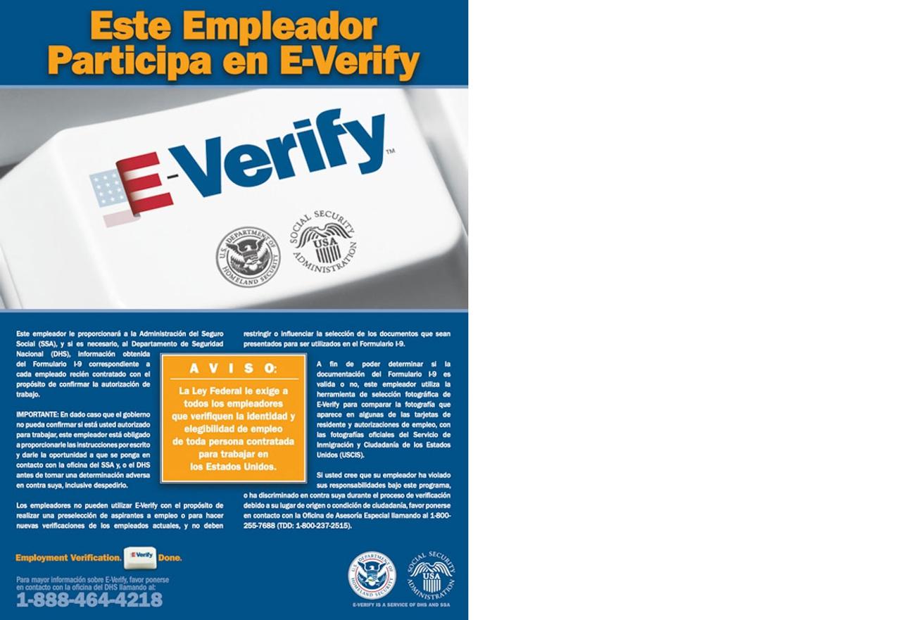 Español E-Verify Poster