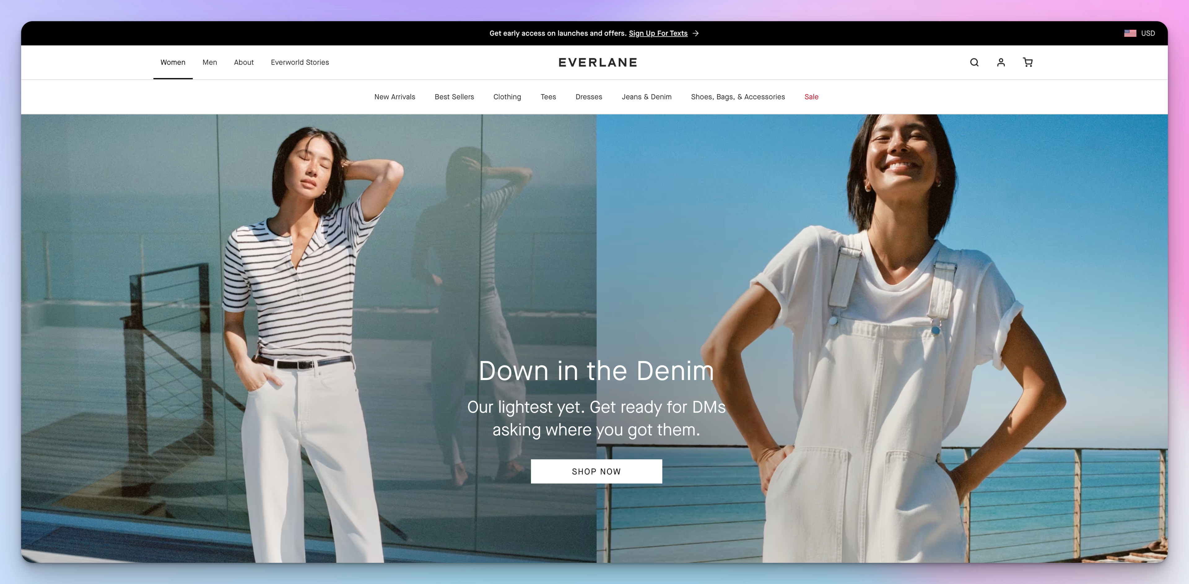 Everlane Home Landing Page Design Example