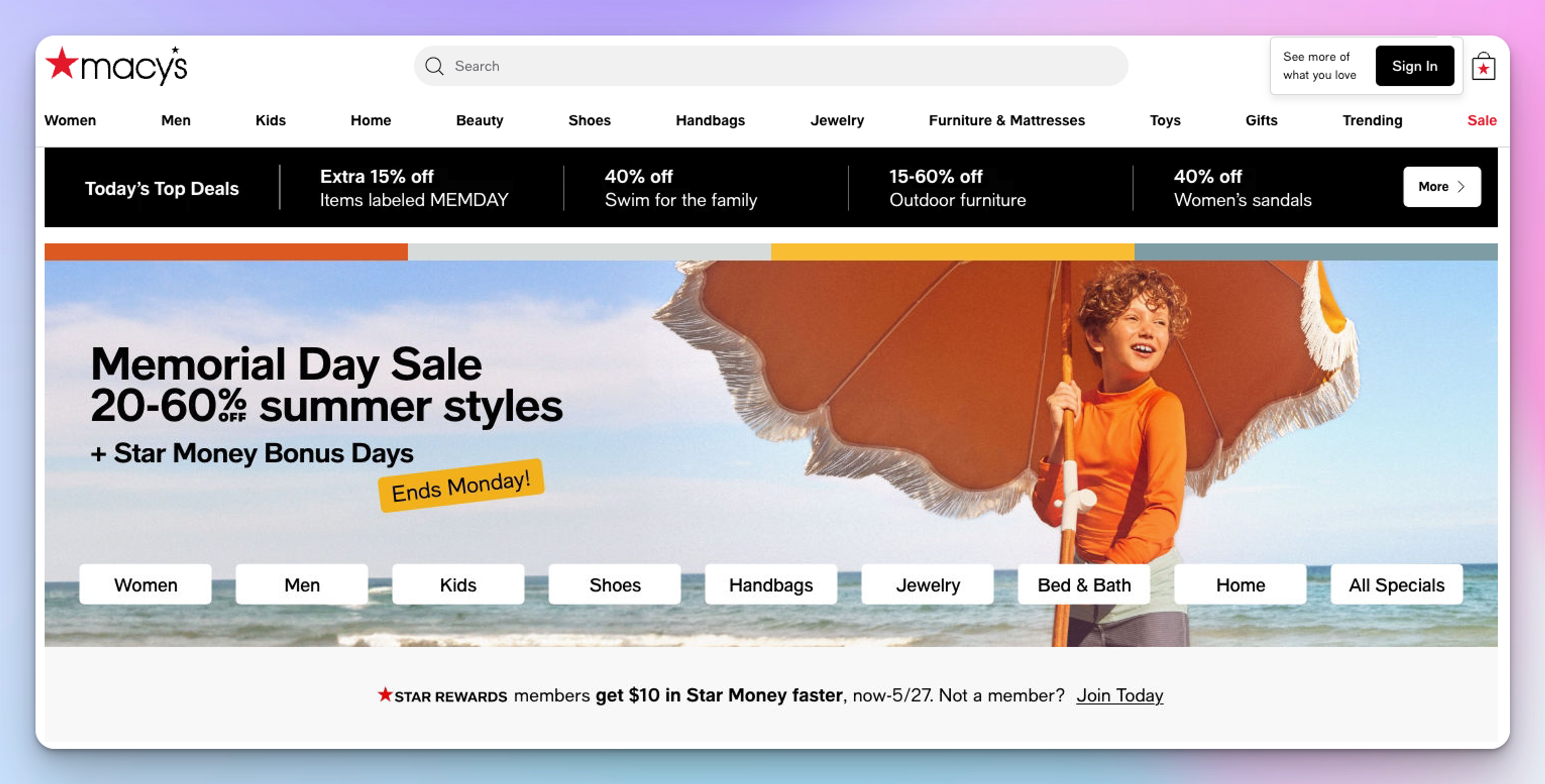 Macy's Promotional Sales Landing Page