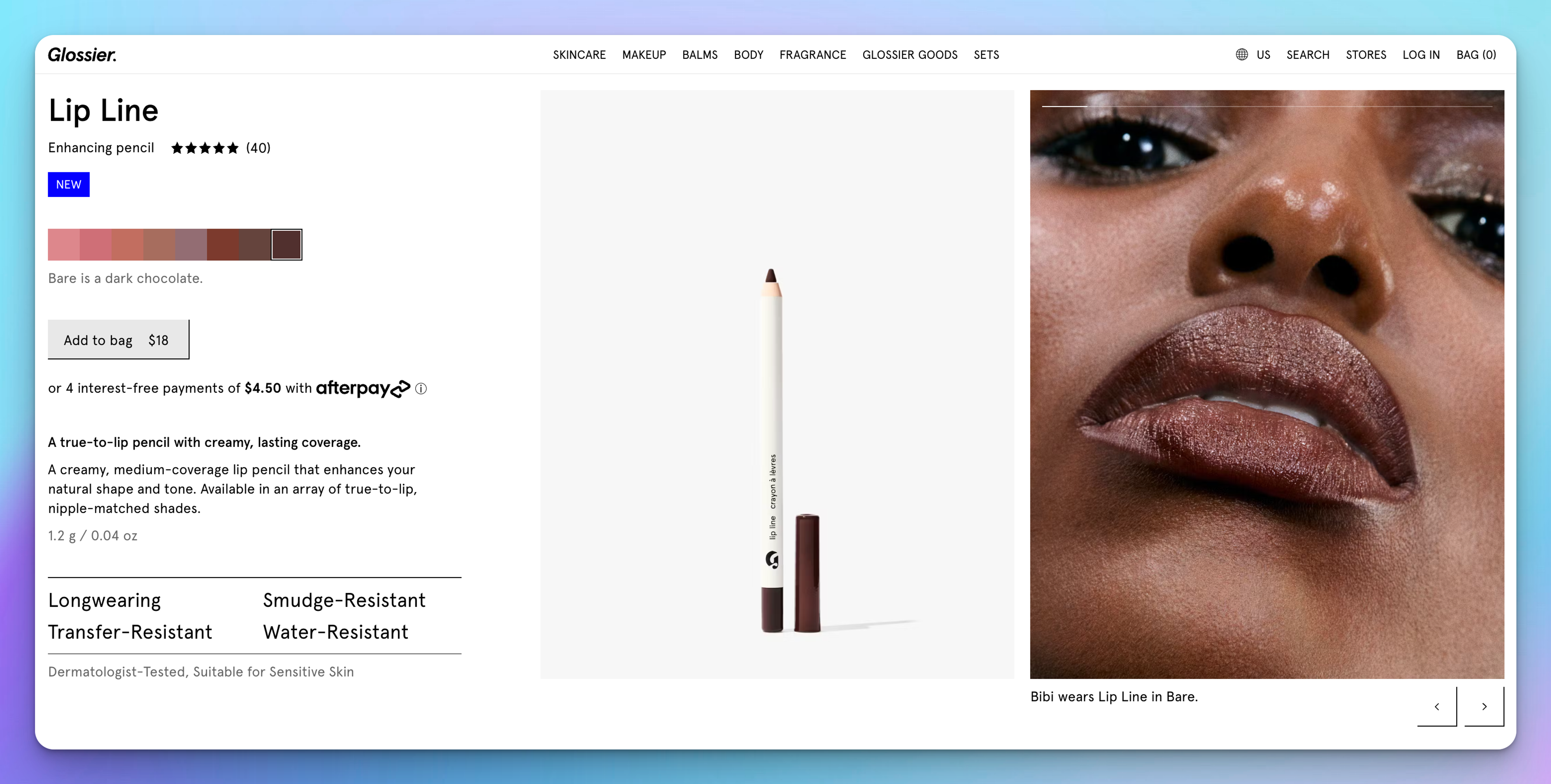 Glossier Product Landing Page Example