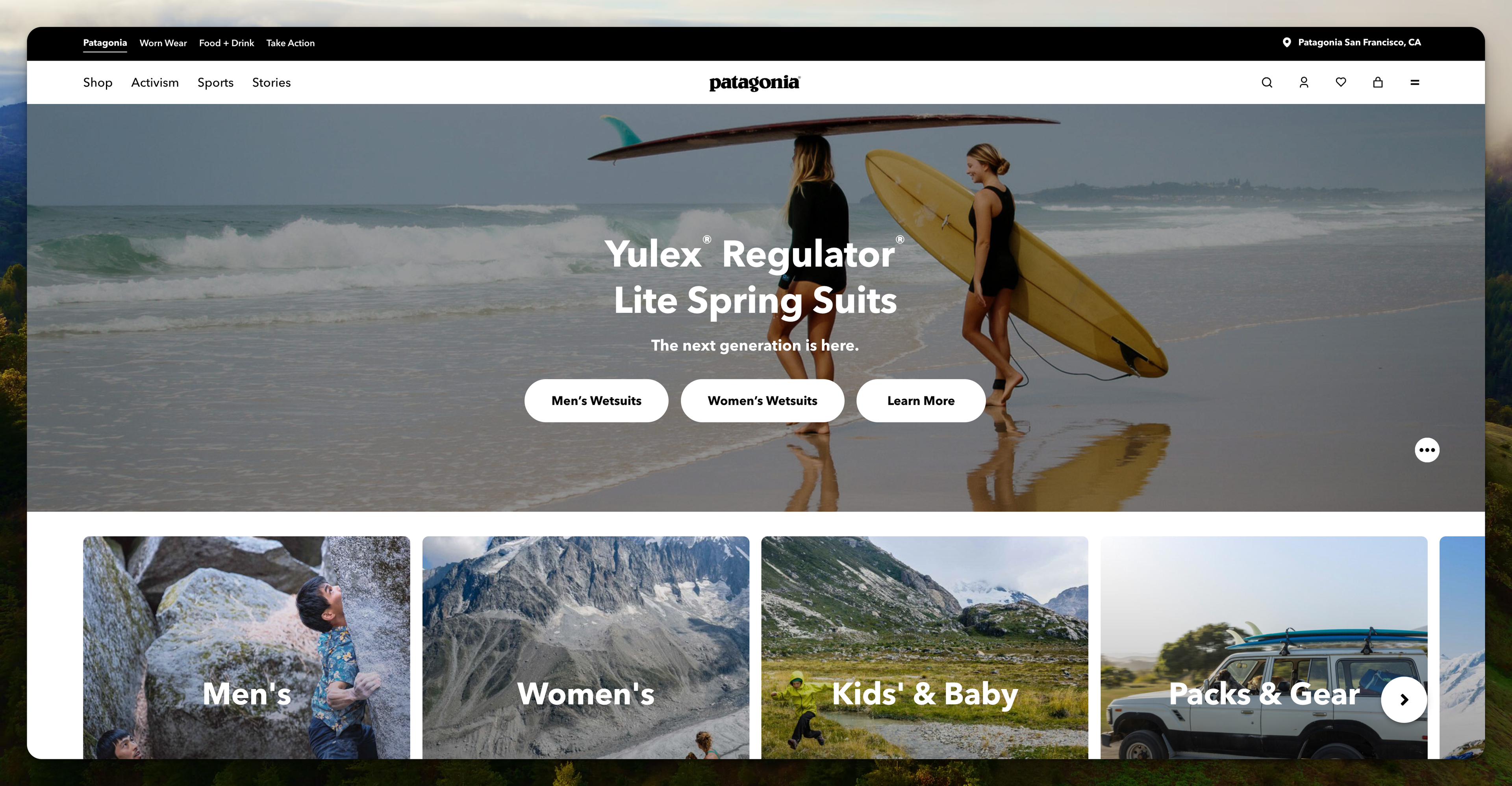 Patagonia Home Landing Page Design Example