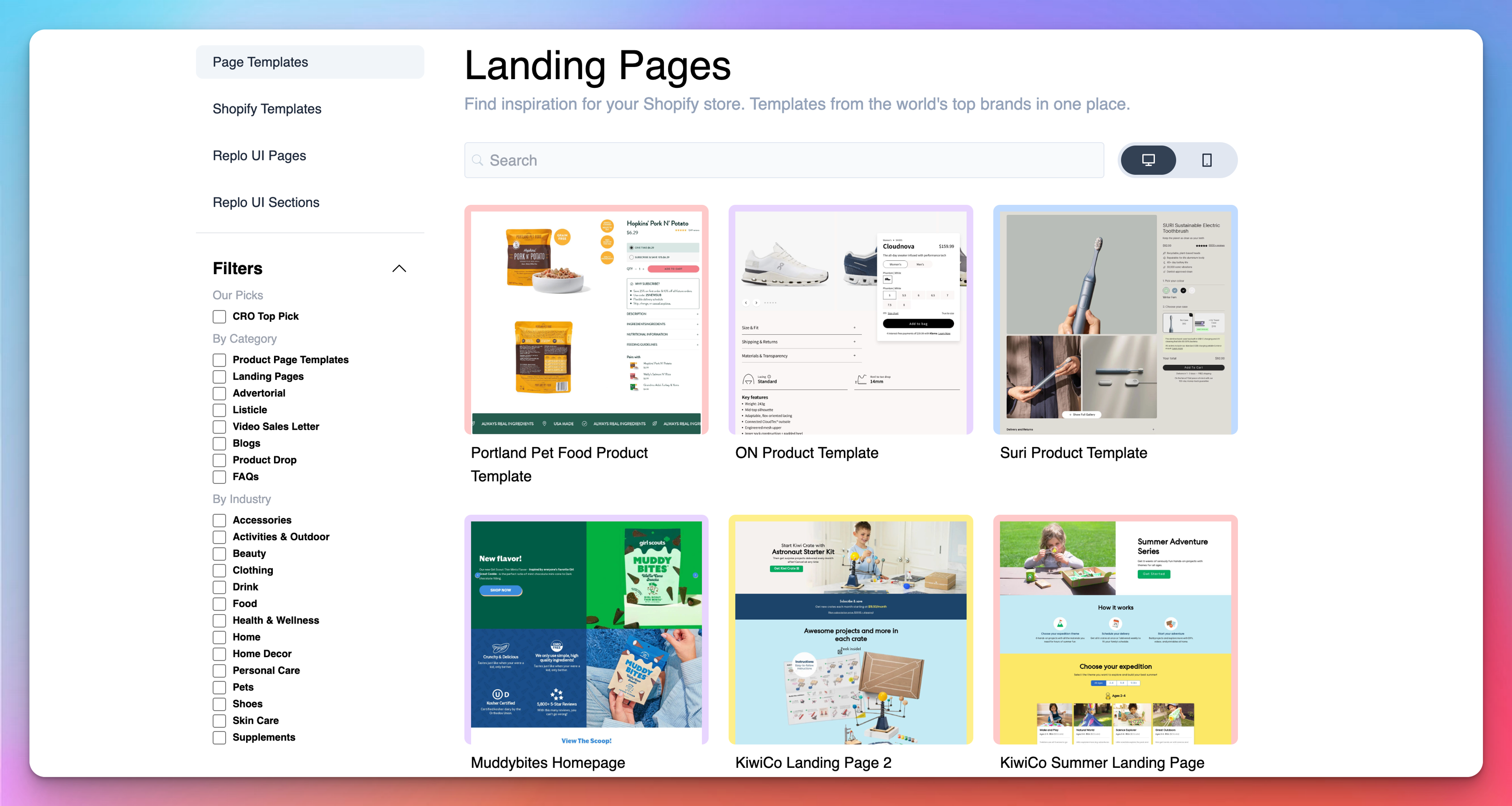 Landing Page Template Example on Replo