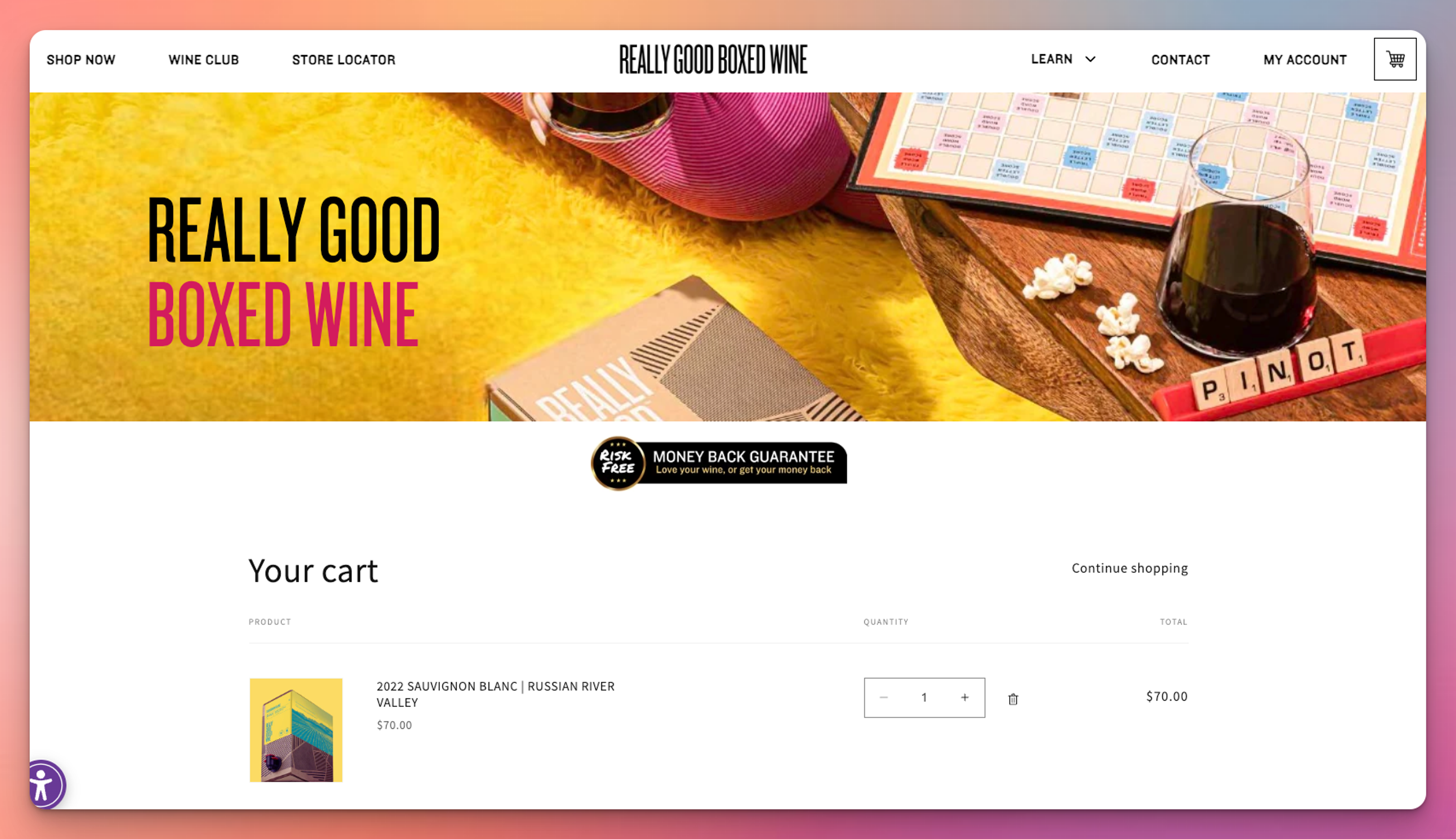 Really Good Boxed Wine Cart Page