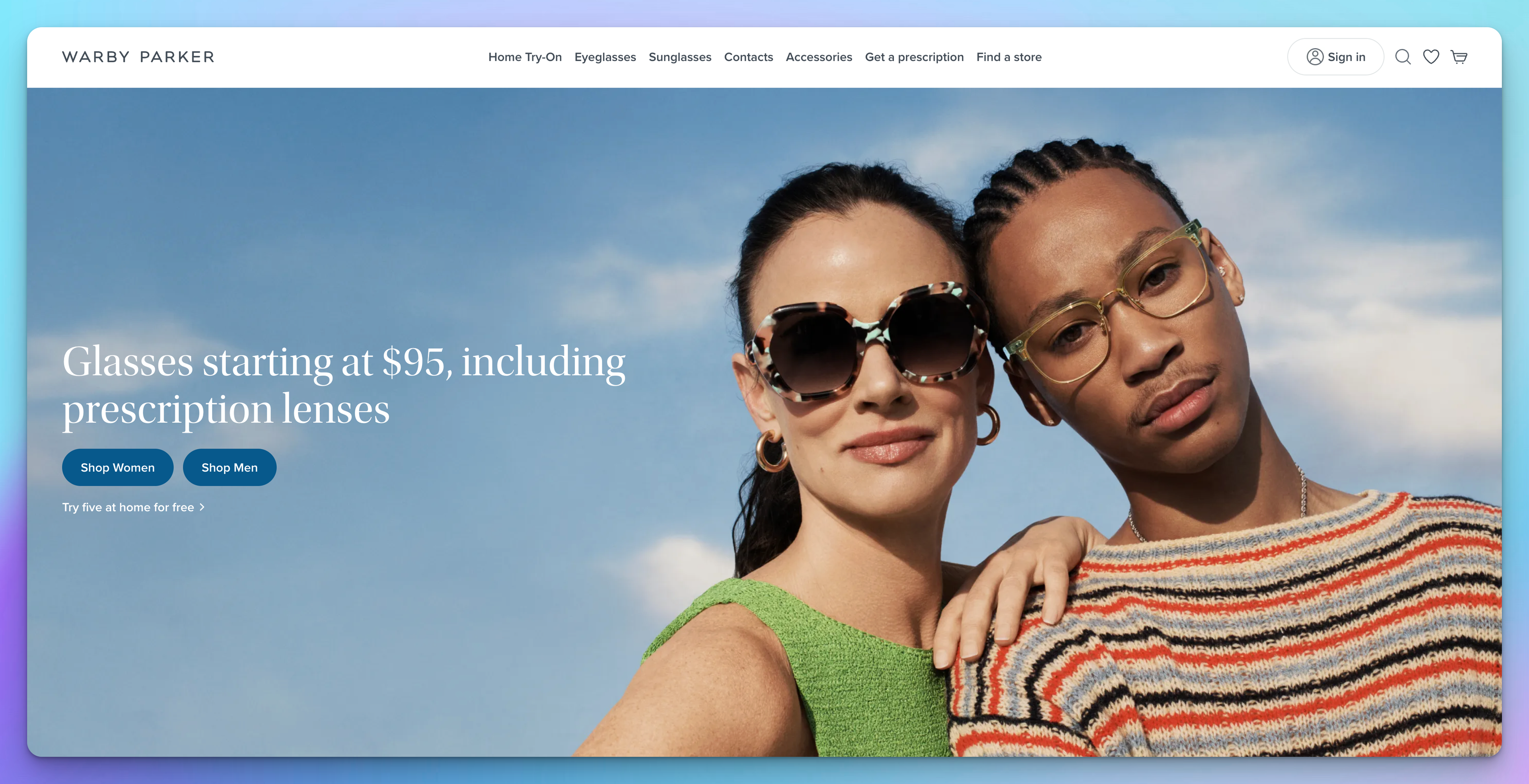 Warby Parker Home Landing Page Design Example