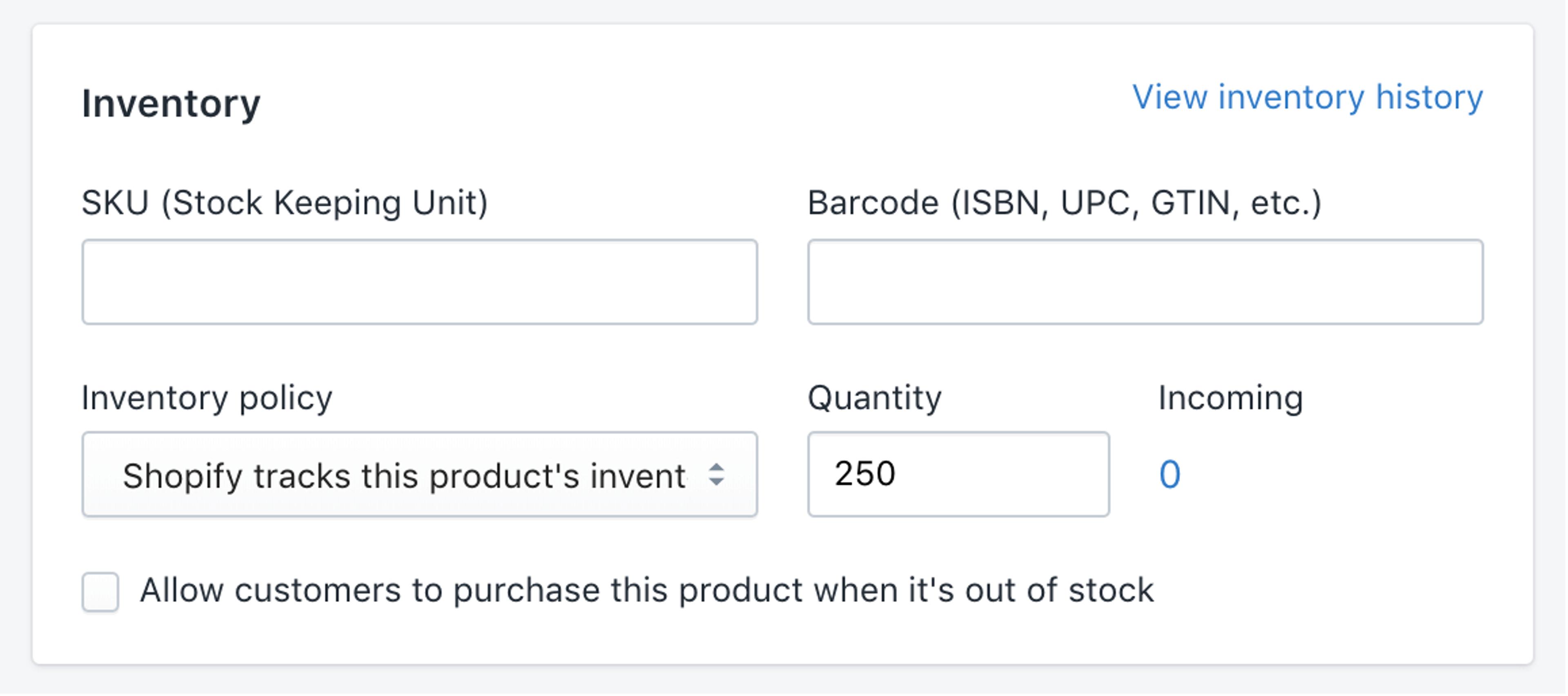 Shopify Inventory management