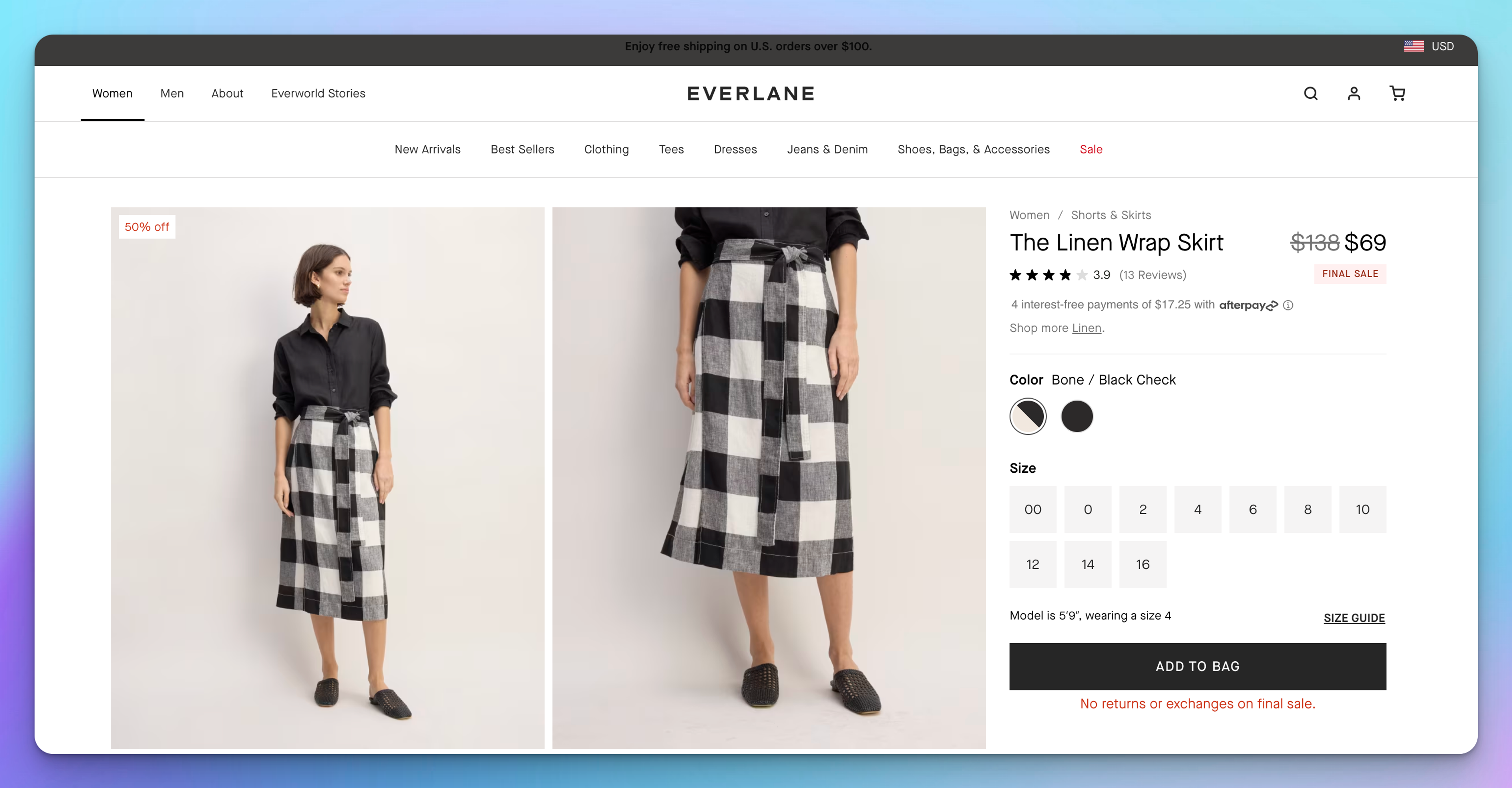 Everlane Product Landing Page Example