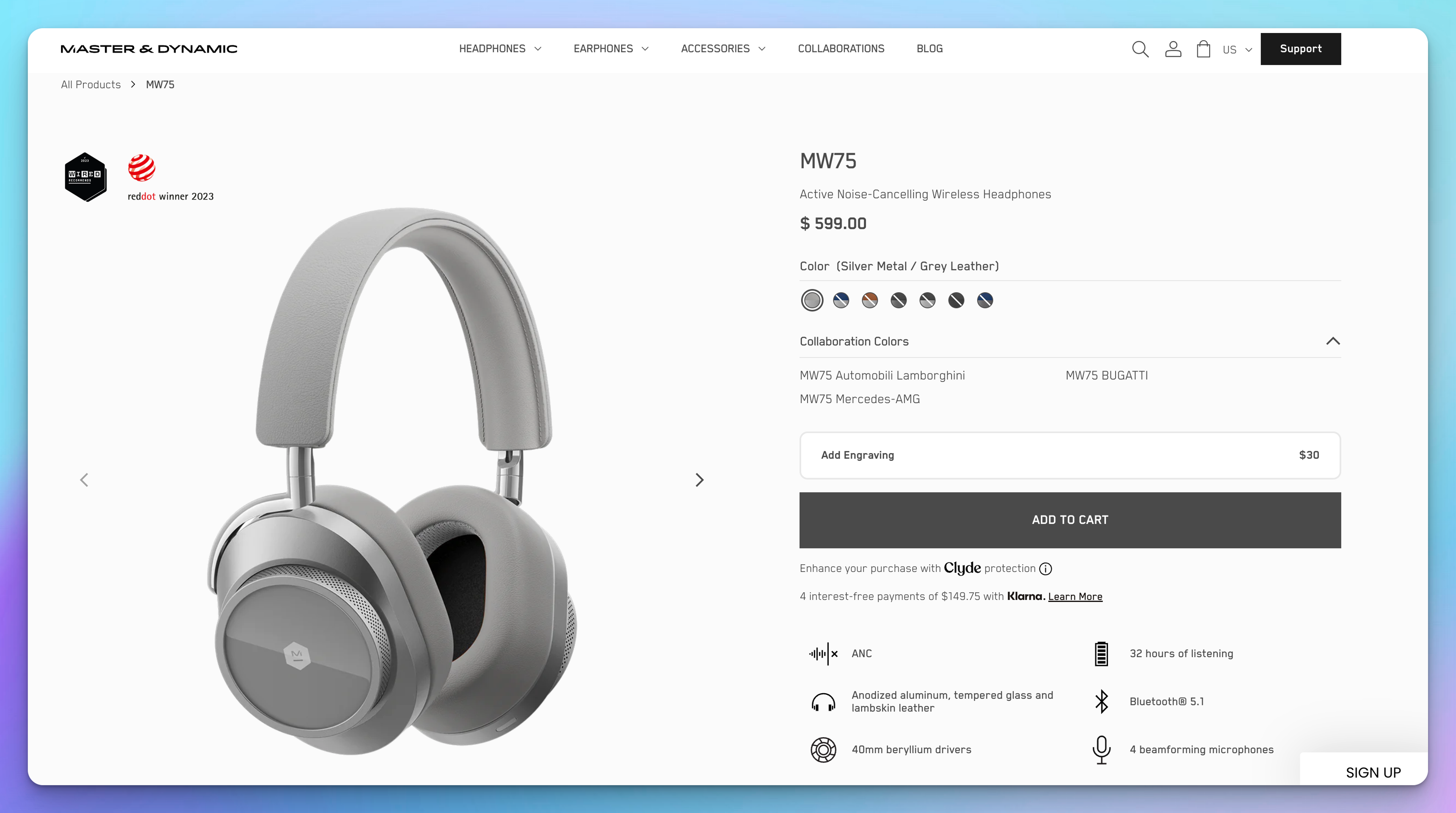 Master and Dynamic Shopify Product Page Example 