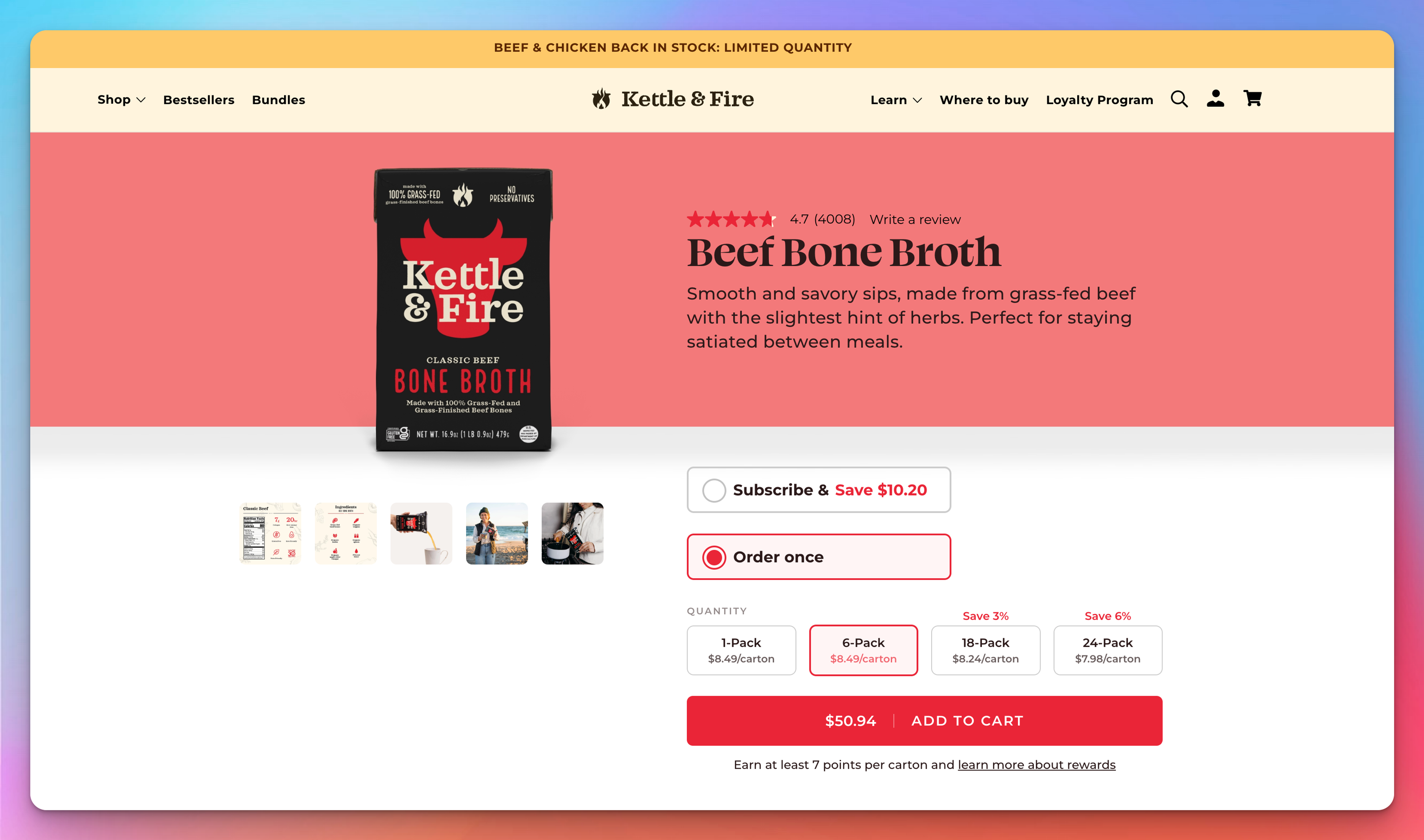 Kettle and Fire Shopify Product Page Example