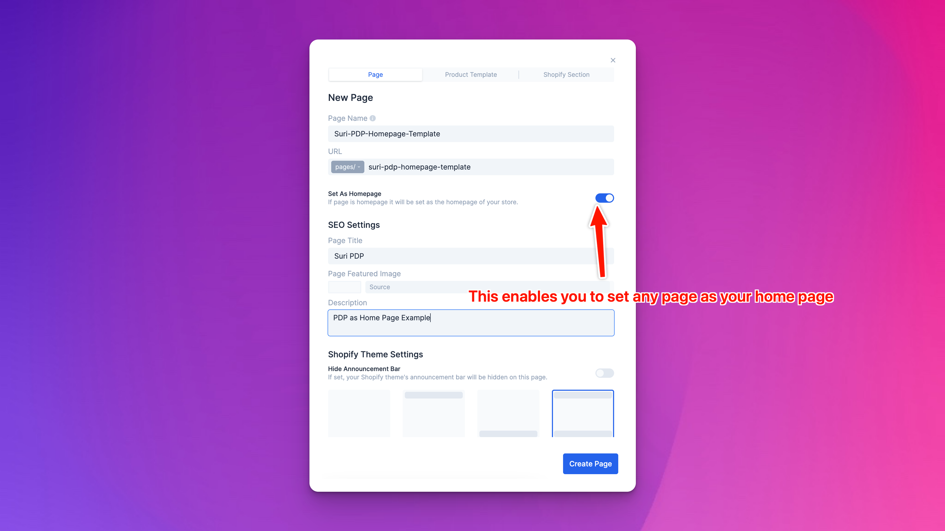Homepage Toggle
