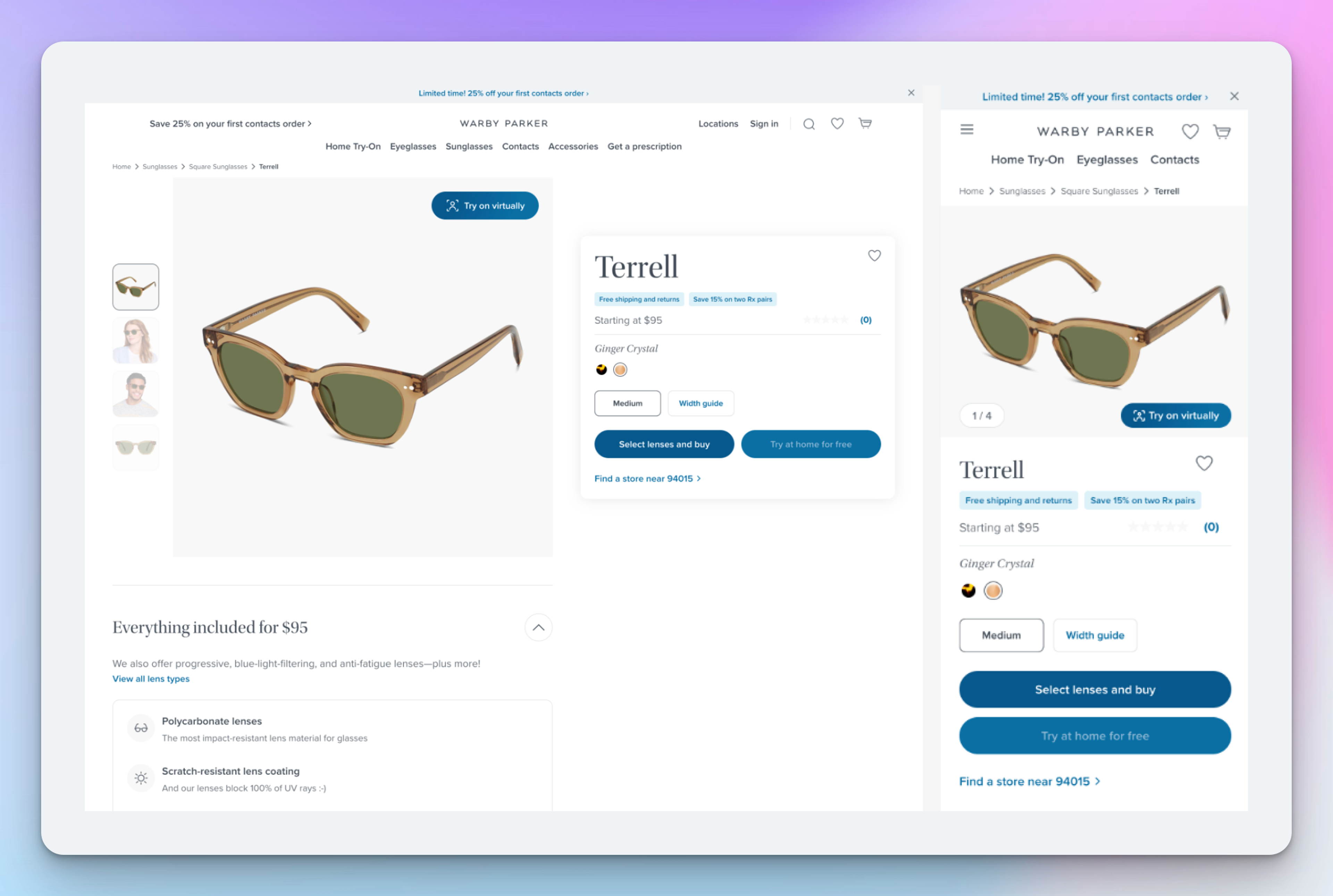 Warby Parker Ecommerce Landing Page Example Template