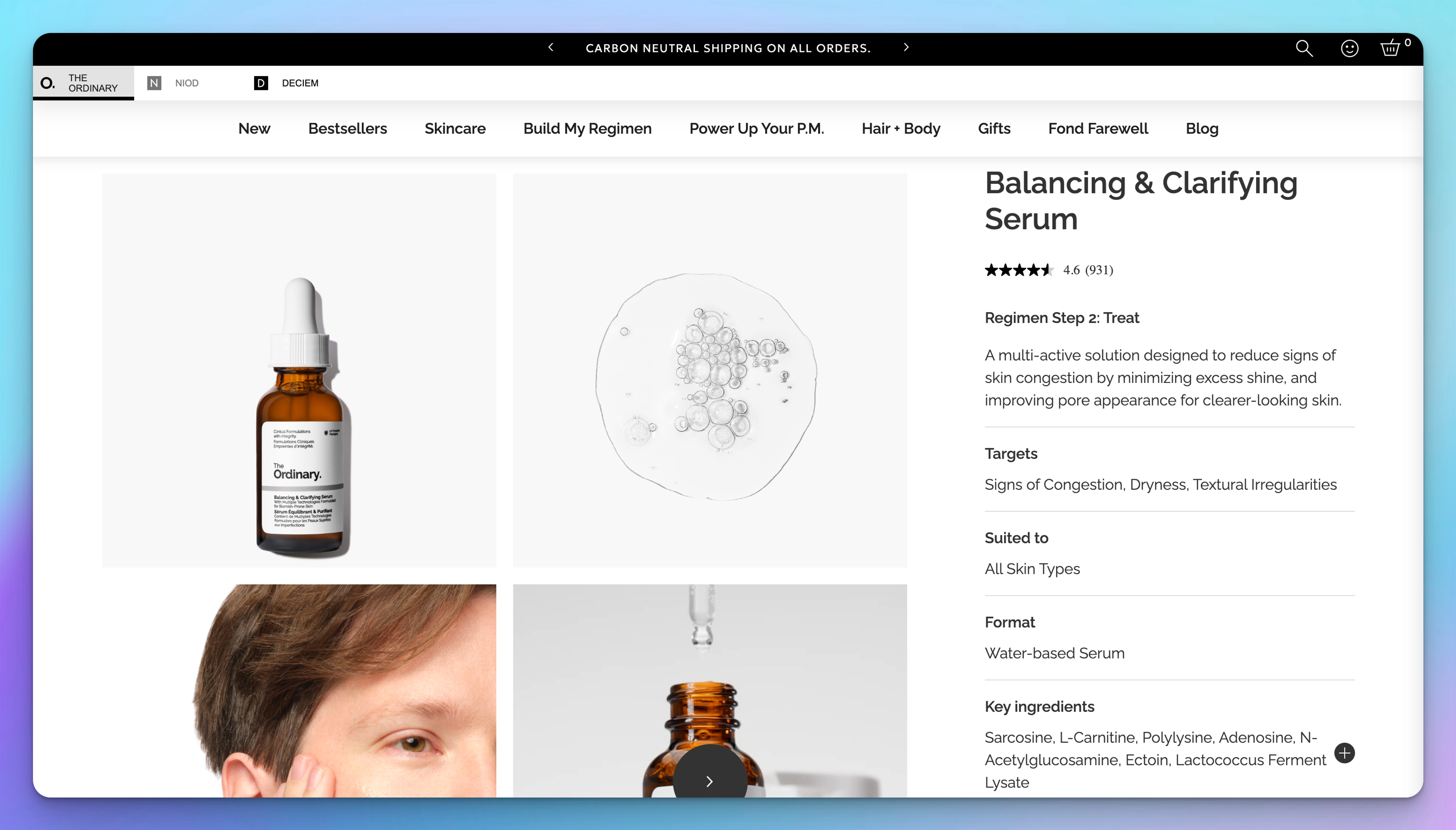 The Ordinary Product Landing Page