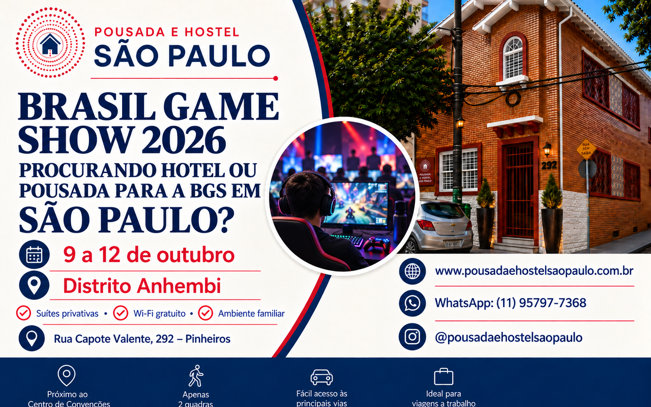 Brasil Game Show 2026: procurando hotel ou pousada para a BGS em São Paulo?