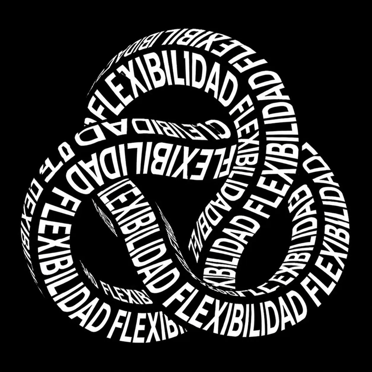 Nudo tipográfico formado por la palabra «flexibilidad».