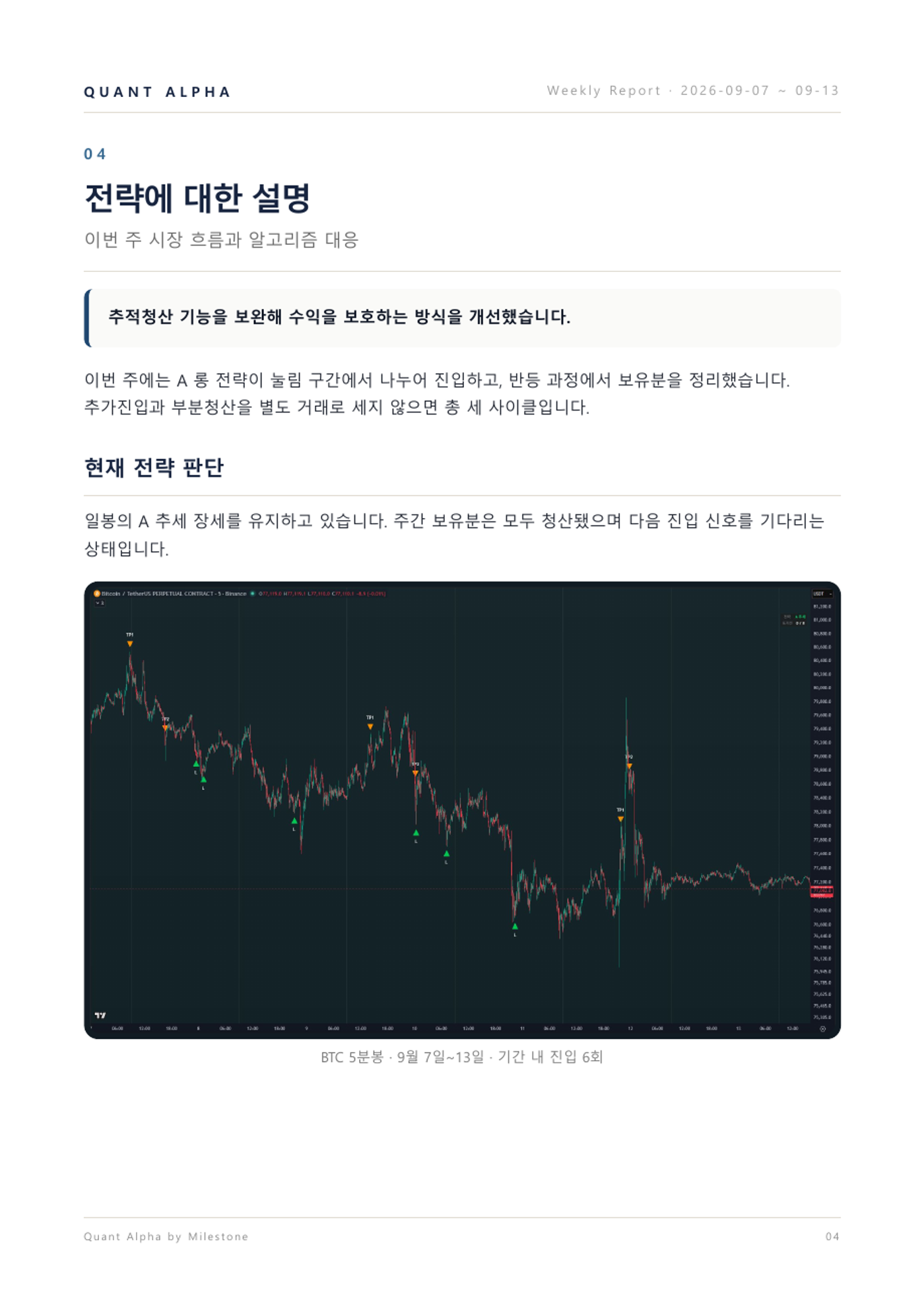 2026.09.07~09.13 주간리포트 5/9쪽 · 전략과 5분봉 차트