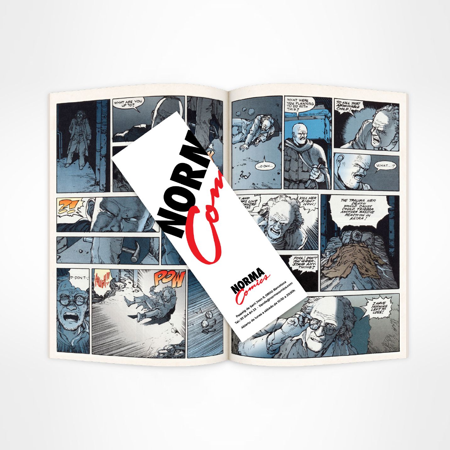 Mockup del punt de llibre amb la imatge, aplicat en un llibre obert