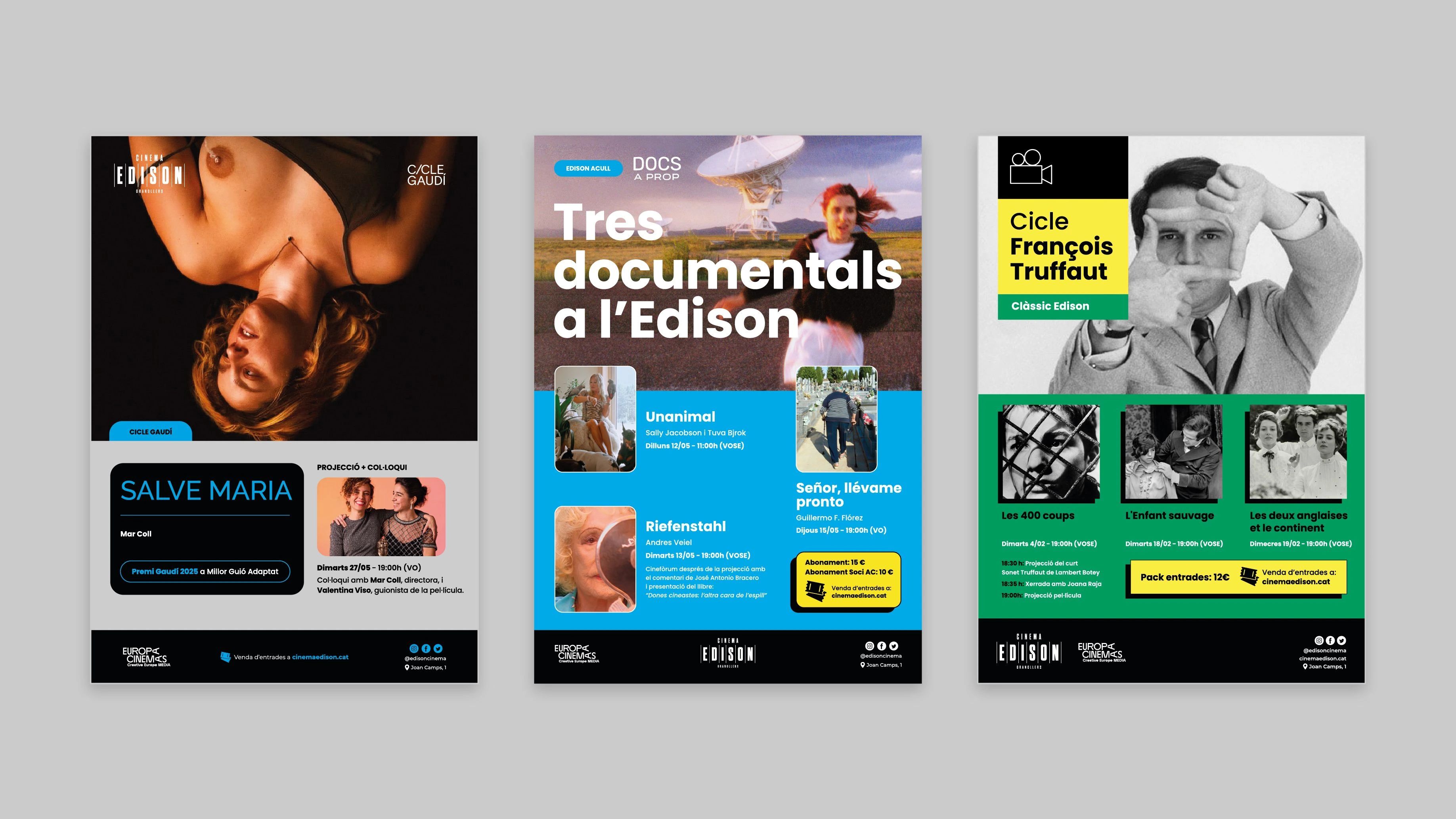 Mostra de 3 cartells de diferents sessions especials del Cinema Edison