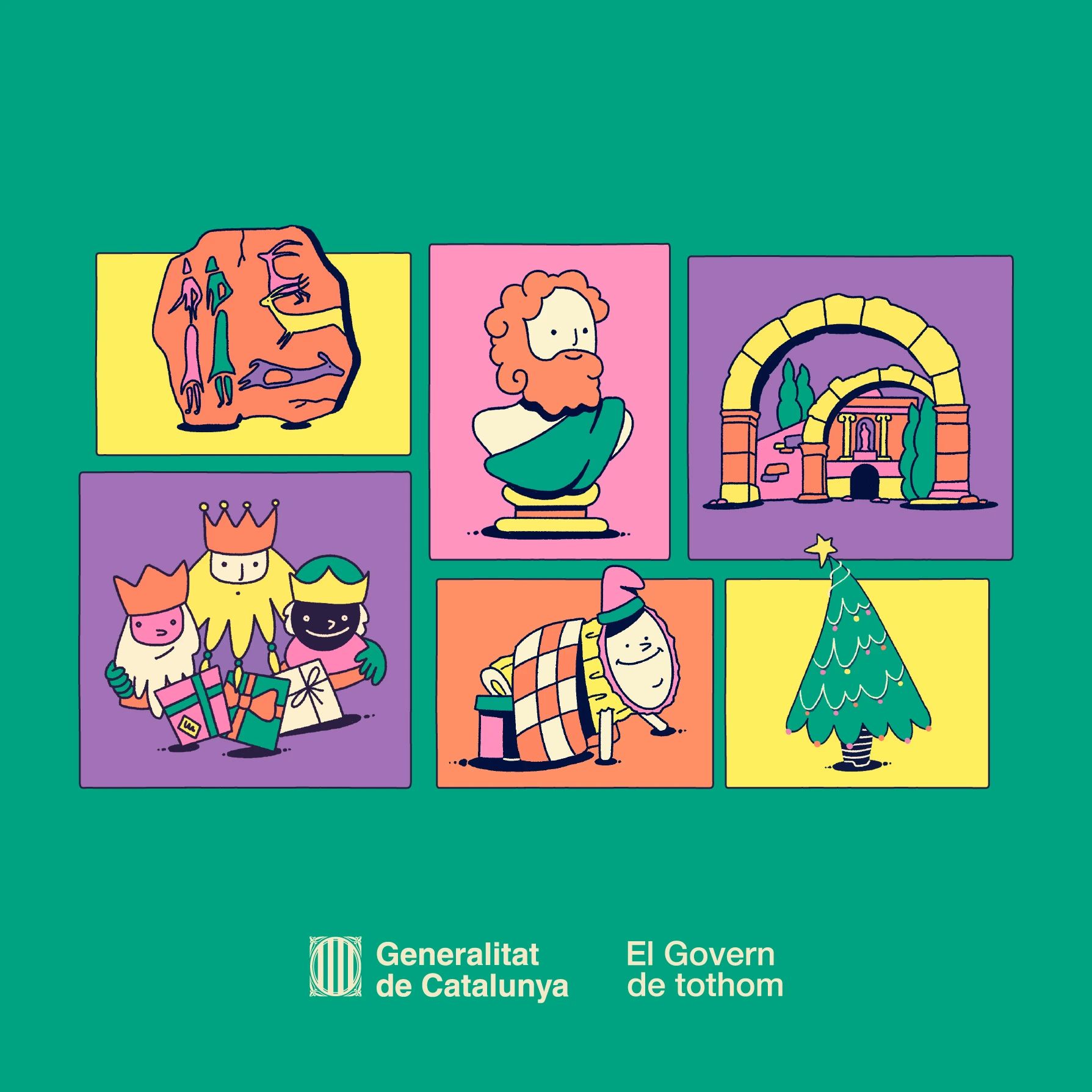 Versió de la campanya "Aquest Nadal viu el Patrimoni" de Biombo Studio amb elements i colors renovats