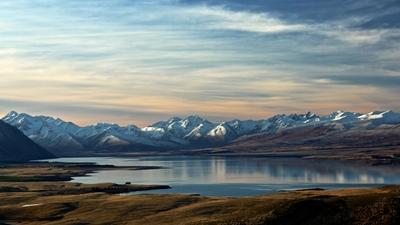 mountain picture lake evening