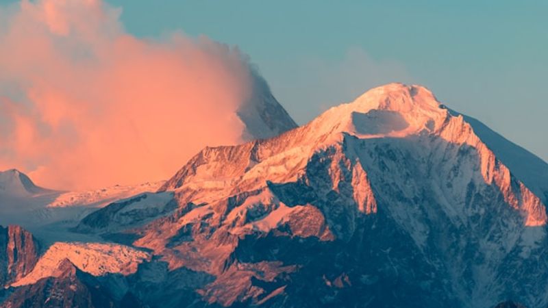 snow mountain evening